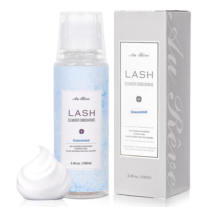 AuReve Lash Shampoo Concentrate 100ml Lash Extension Cleanser Oil-Free Eyelash Extension Shampoo with Salon Home Care -Makes 20 Bottles 60ml Lash Shampoo,Unscented