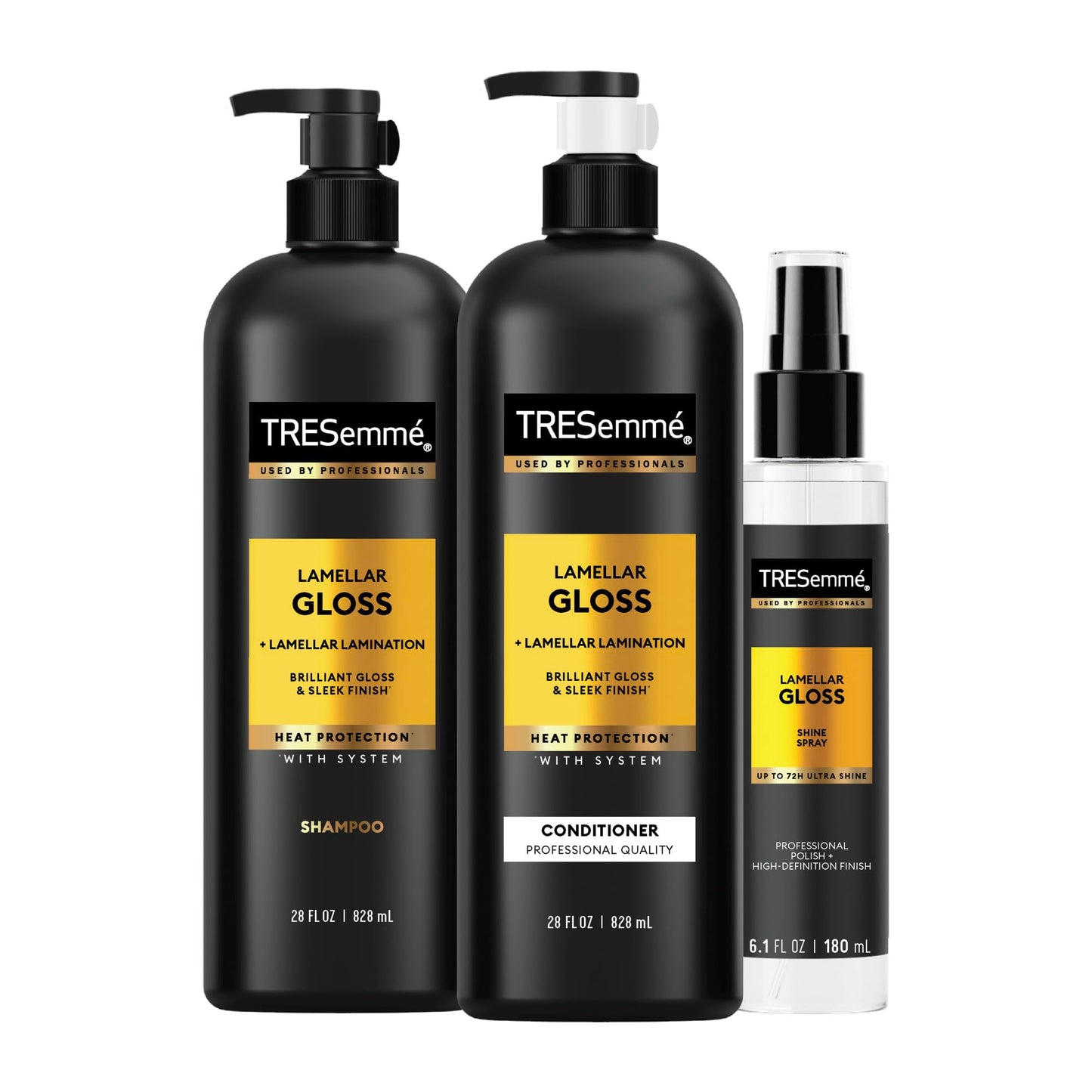 TRESemmé - Shampoo Lamellar Gloss 3 Pk Regimen Collection Pack For Brilliant Gloss & Sleek Finish Ultimate Shine 28Oz(2)and 6.1Oz