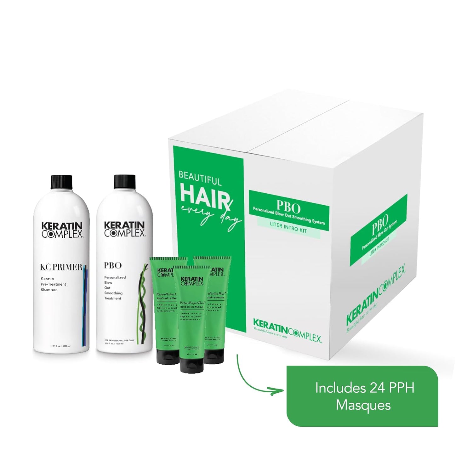Keratin Complex Blow Out Smoothing System Kit - 33.8 fl oz Primer & PBO | Includes 3 Hair Bond Masques
