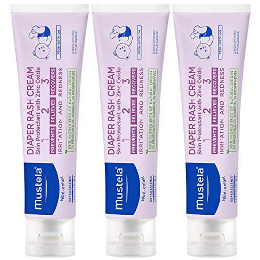 Mustela Baby Diaper Rash Cream 123 - Skin Protectant with Zinc Oxide - Fragrance Free & Paraben Free - with 98% Natural Ingredients - 3.8 Oz