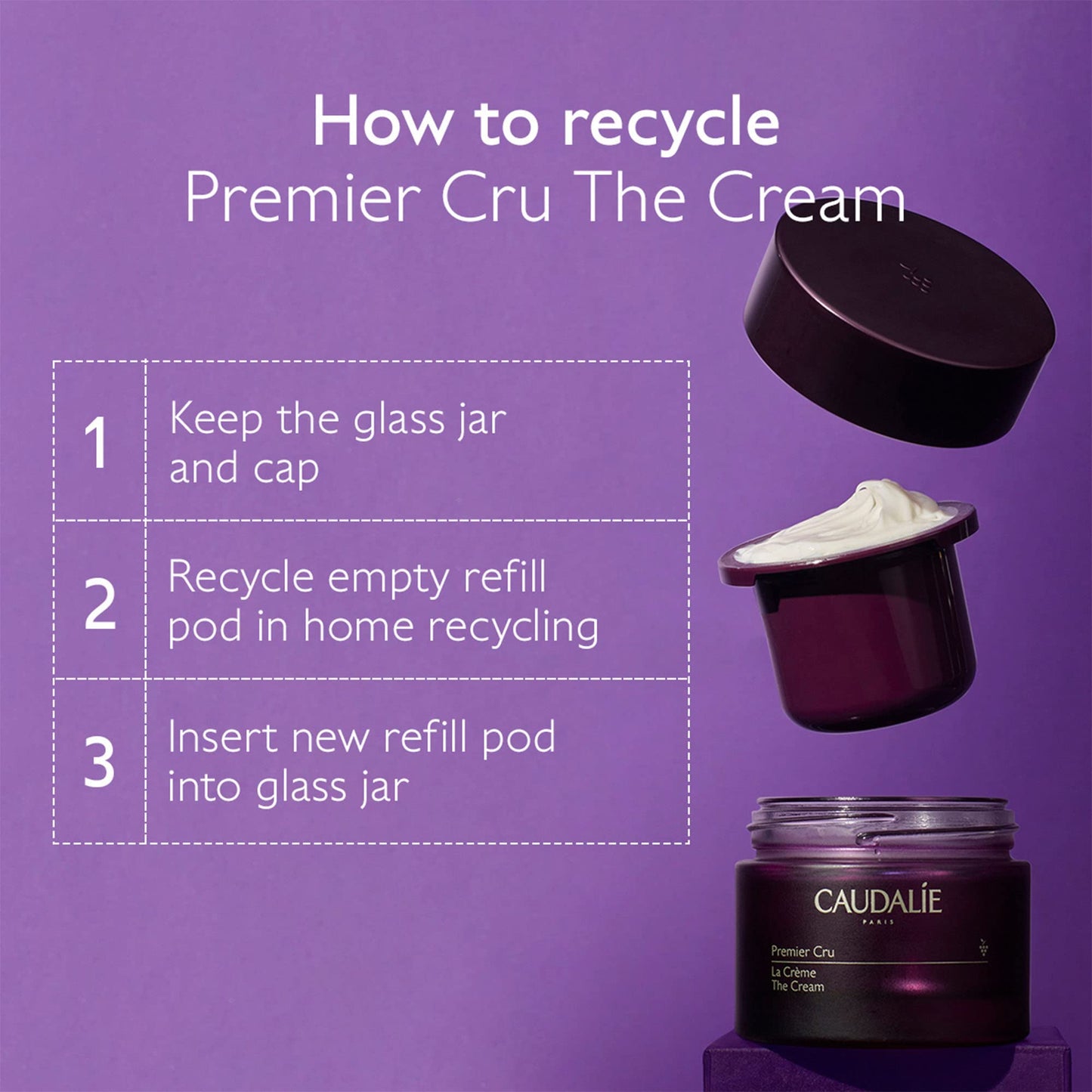 Caudalie Premier Cru Anti Aging Face Cream Moisturizer with Hyaluronic Acid, Refillable 1.6 oz