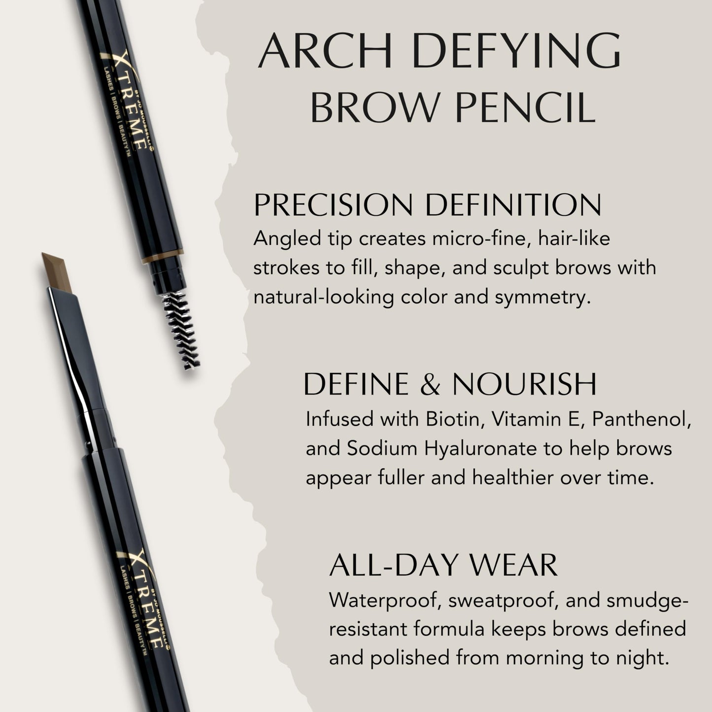 Xtreme Lashes Arch Defining Brow Pencil, Light Brown, Waterproof, Smudge-Proof, Long-Lasting Makeup, Vegan, Angled Tip Eyebrow Pencil with Spoolie Brush