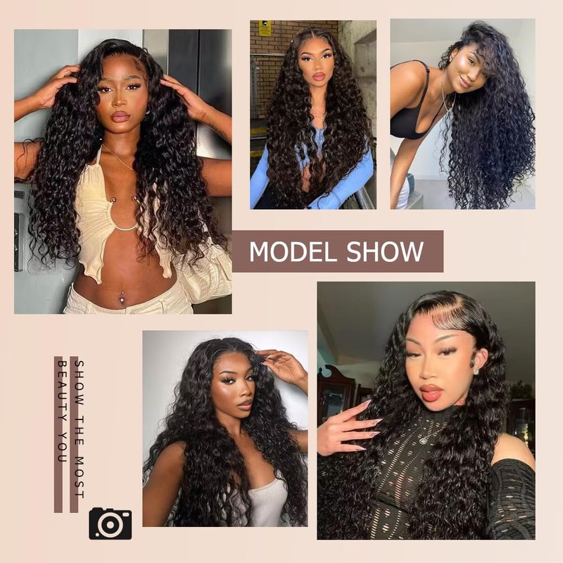 Fdola 18 Inch Deep Wave Curly Bundles, 100% Unprocessed Brazilian Virgin Human Hair, Natural Black Color, Sew-In Installation, 18 Inch Length