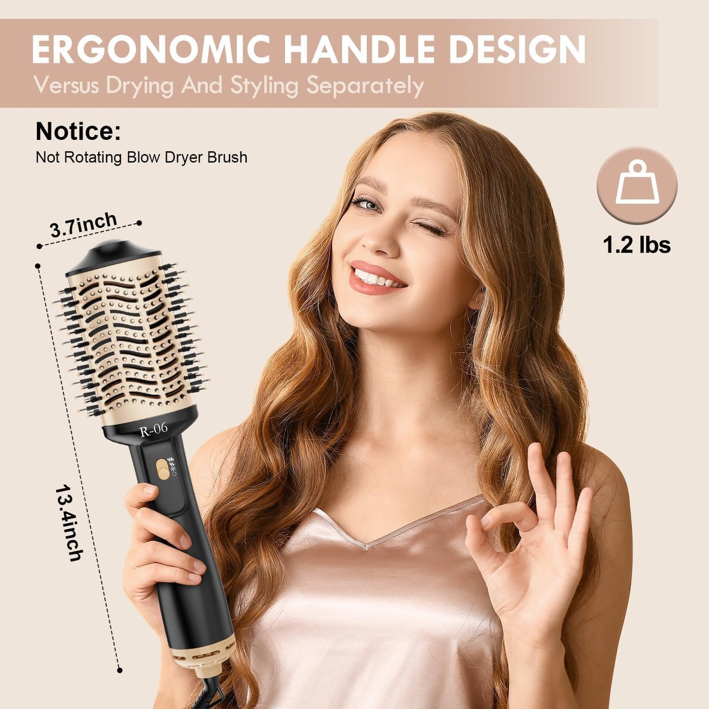 Lopeie Hair Dryer Brush Blow Dryer Brush in One, 4 in 1 Hair Dryer and Styler Volumizer with Oval Barrel, Professional Salon Hot Air Brush for All Hair Types, Gold