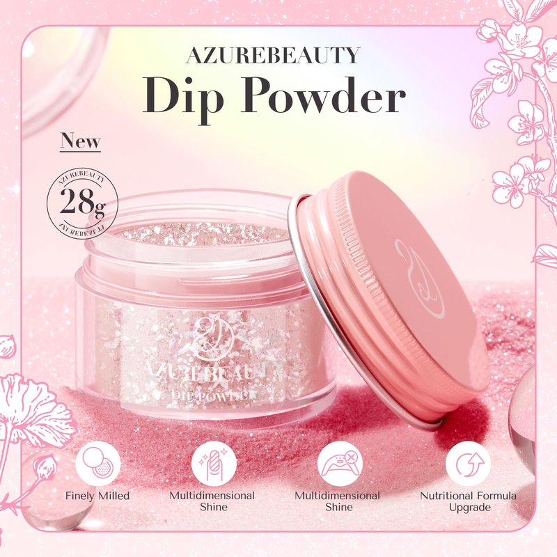AZUREBEAUTY Grey Glitter Nail Dip Powder Colors 28g/1oz Dipping Powder 2X Shining French Art Starter Manicure Beginner DIY Salon Home Gift Long Lasting Dip Nail Powder