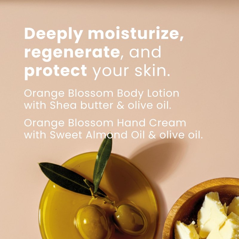 Panier des Sens - Travel Pouch Orange Blossom Gift Set - Shower Gel 3.3 fl oz + Body Lotion 3.3 fl oz + Hand Cream 1 fl oz - 97% Natural Ingredients - Made in France, Vegan Friendly Body Care