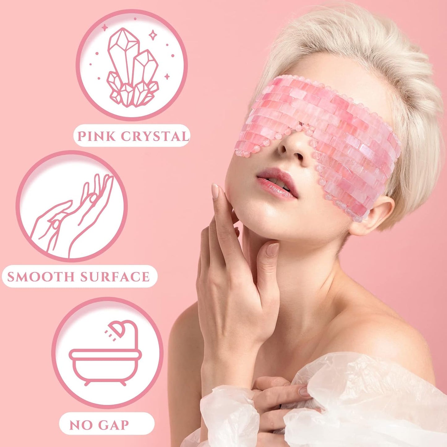 Jade Eye Mask Set - Rose Green Jade Stone Cooling Masks for Puffiness Relief & Relaxation | Facial Massage