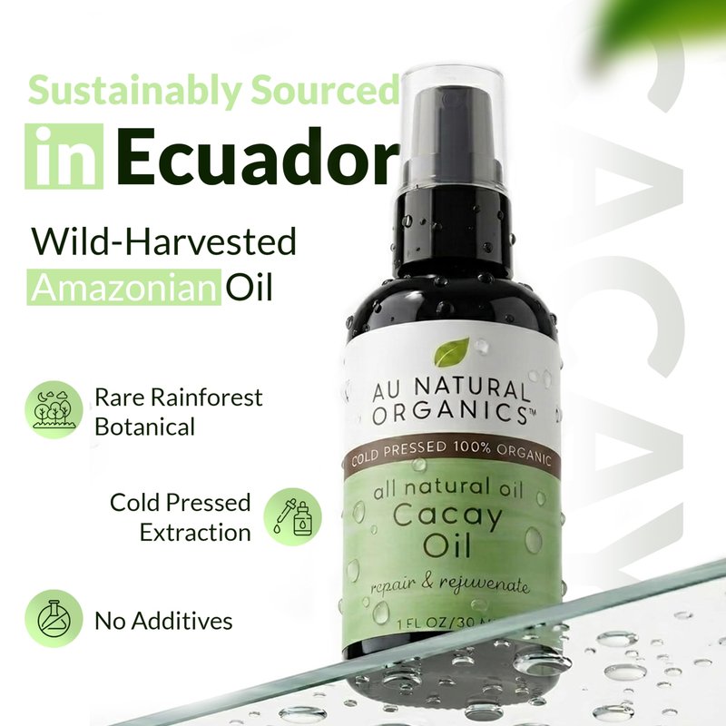 Au Natural Organics Cacay Oil - 100% Cold Pressed Kahai, Natural Retinal Vitamin A, E for Hair, Face, Body, Nails - Anti Wrinkle Face Oil, Repair Dry Damaged Hair, Reduces Flakes on Scalp 30ml