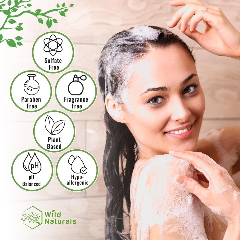 Wild Naturals Manuka Honey Shampoo for Eczema & Psoriasis – Hydrating Sulfate-Free with Aloe Vera & Coconut Oil – Moisturizing Shampoo for Dry, Itchy Scalp