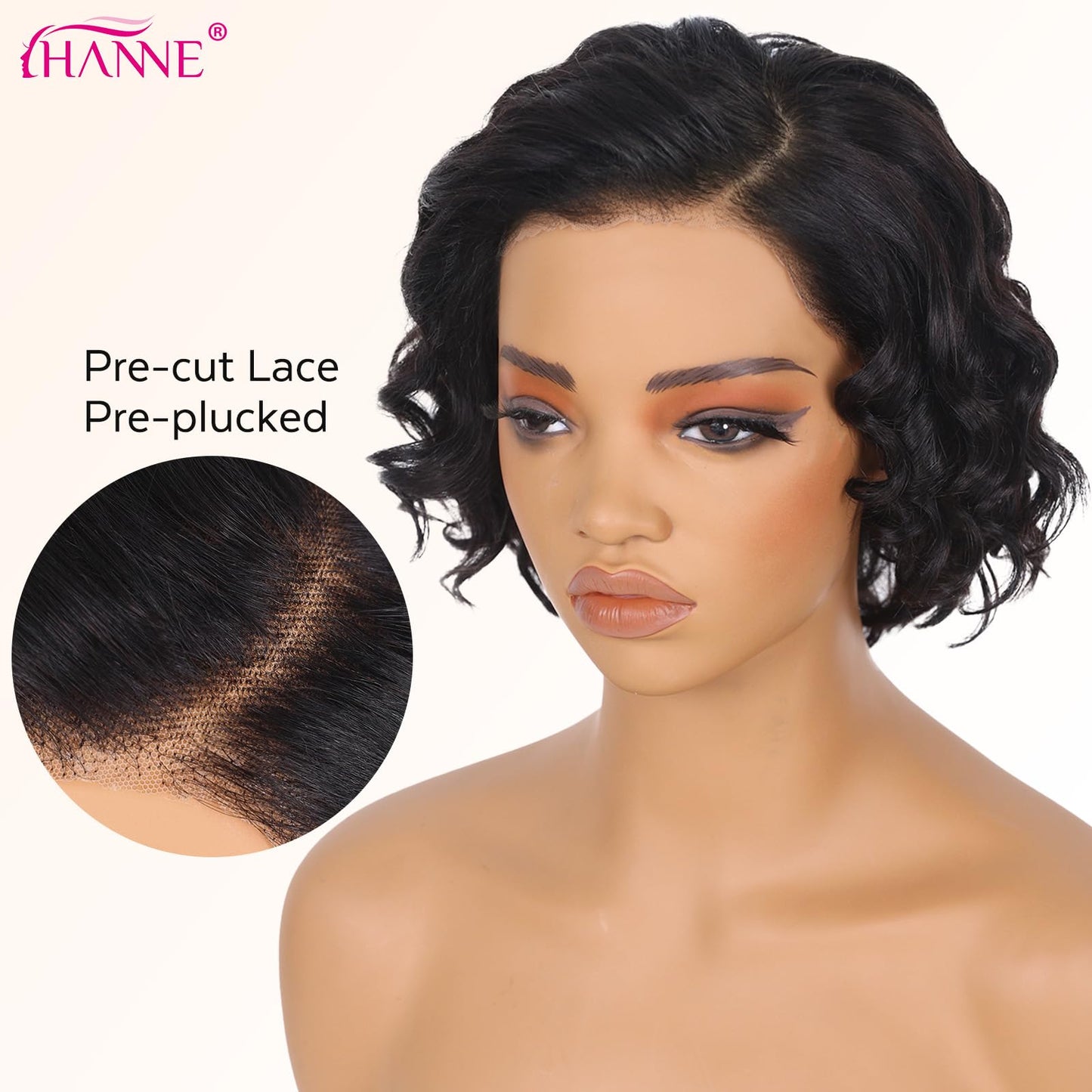 HANNE Burgundy Lace Front Short Human Hair Bob Wig 99J Wig Human Hair 12 Inch Glueless Pre Plucked with Baby Hair 180% Density Short Straight Wig Wear and Go Hair Replacement Wigs