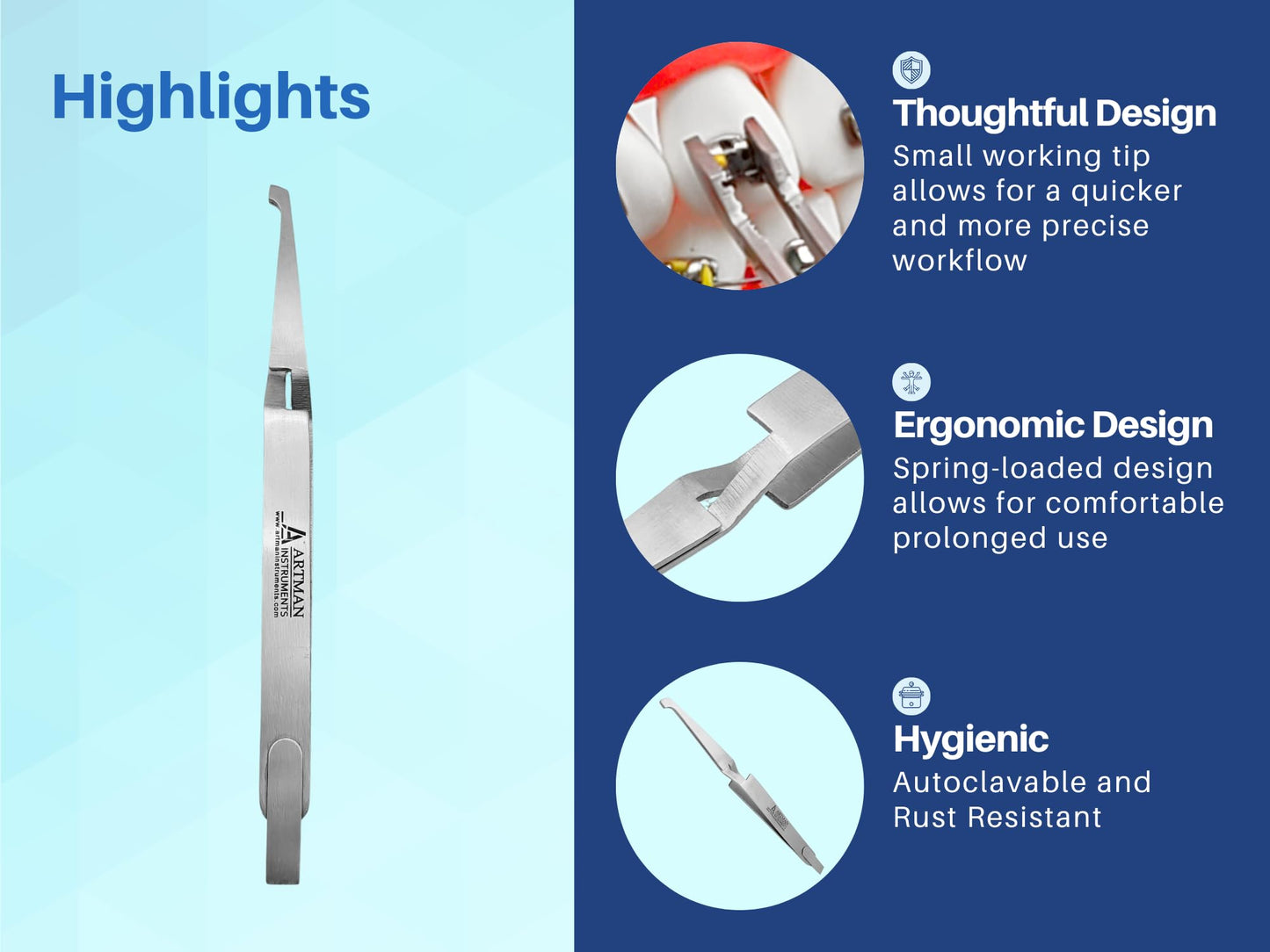 Orthodontic Bracket Placer & Holder Tweezers | Pliers Stainless Steel by Orthodontic Instruments ARTMAN Brand (10)
