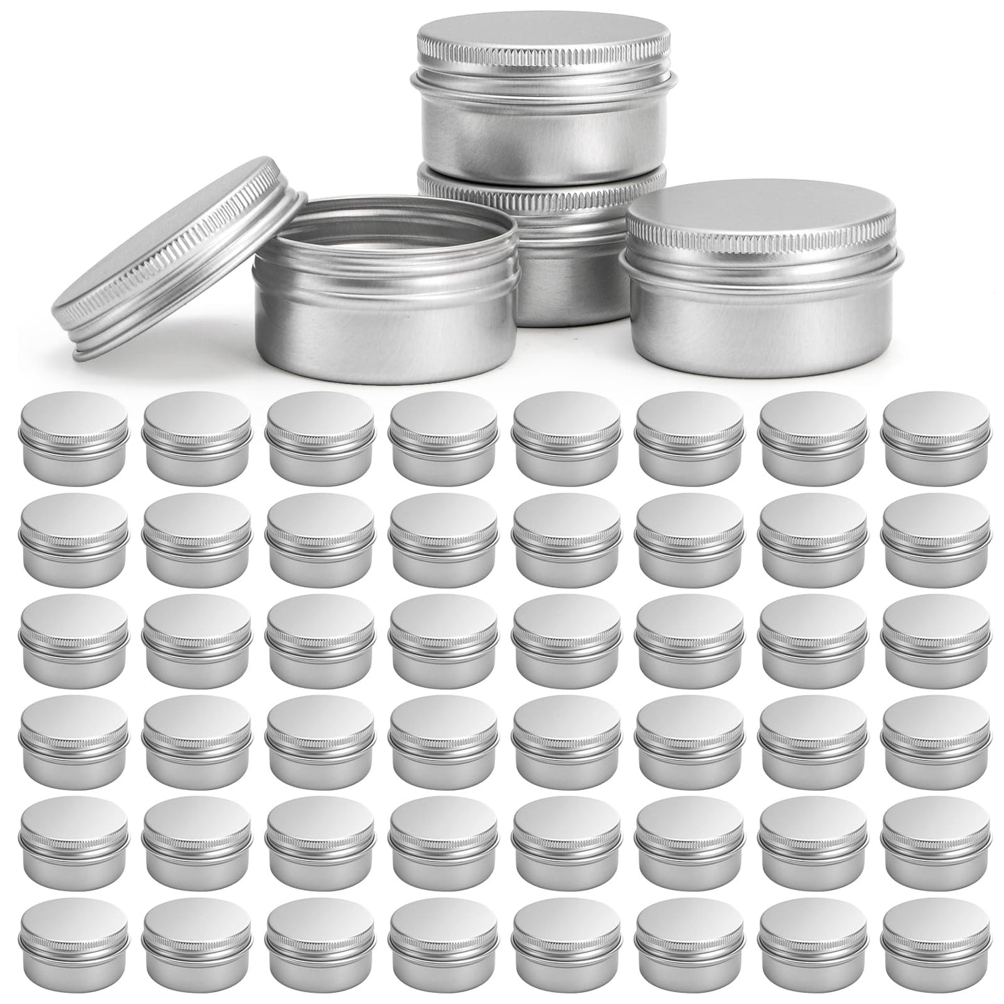 Tosnail 48 Pack Mini Metal Round Tins with Screw Lids, 1.85 Inch Empty Sample Jars, Travel Storage Containers, 1 OZ / 30 ml