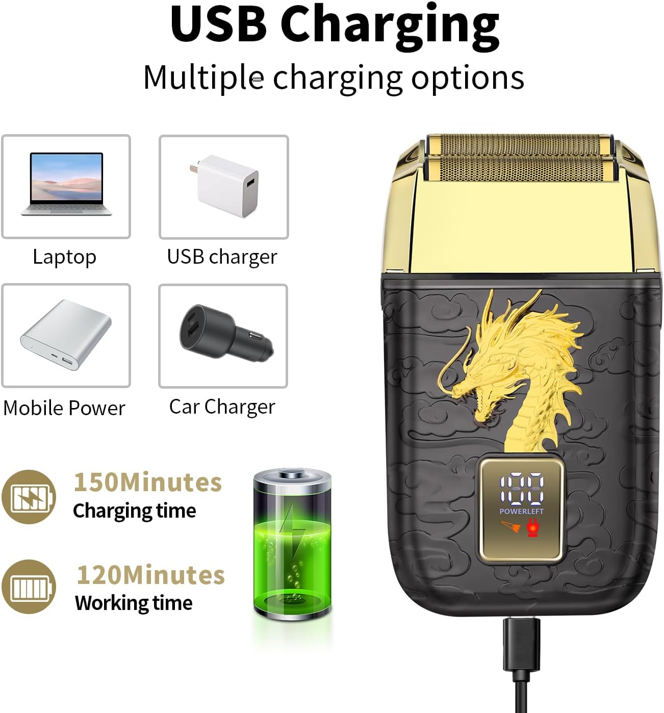 Professional Foil Shaver for Men - Cordless Electric Bald Head Trimmer | Rechargeable USB Design