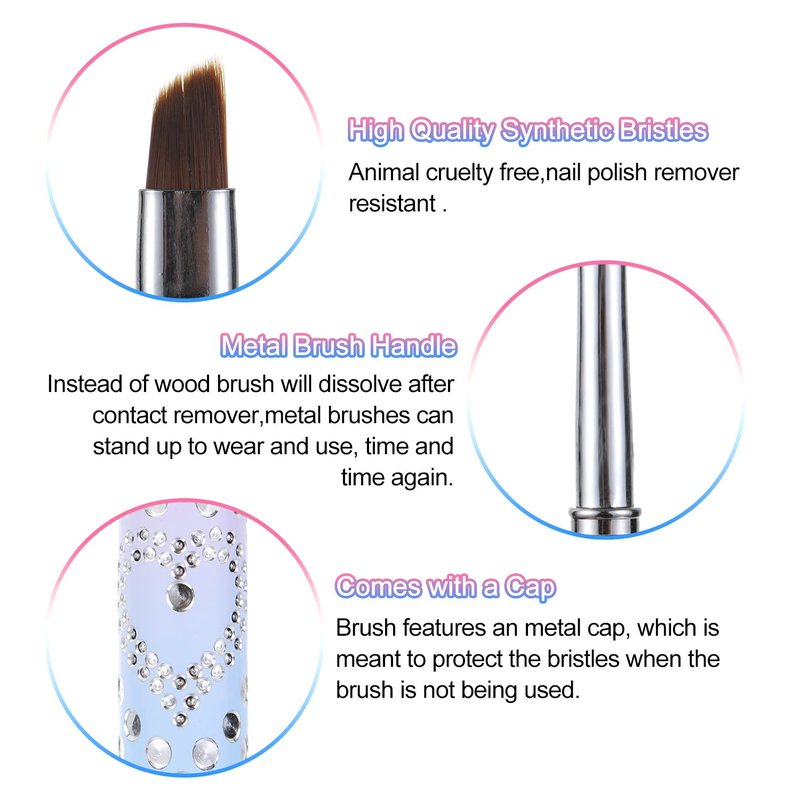 Nail Art Clean Up Brushes - Acetone Resistant Nail Polish Remover | 2 Pcs Round & Angled Design
