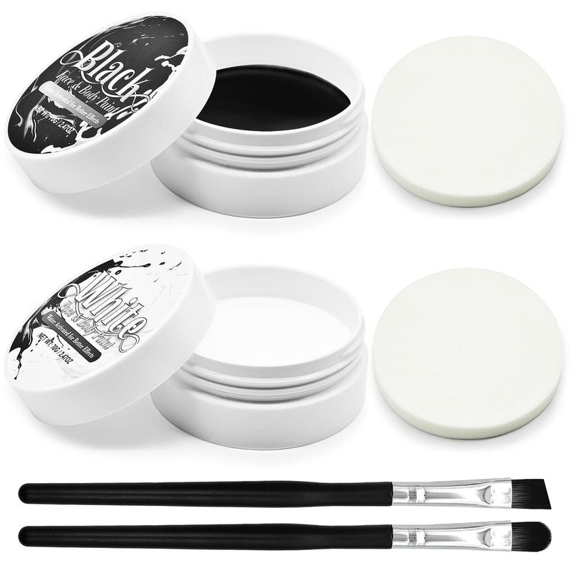 Black and White Face Paint Set - 2.47 oz Halloween Face Body Paint Skeleton Ghost Skull Cosplay Costume Professional SFX Corpse Special Effects Makeup Kit for Adults Kids Full Coverage Skin Paints