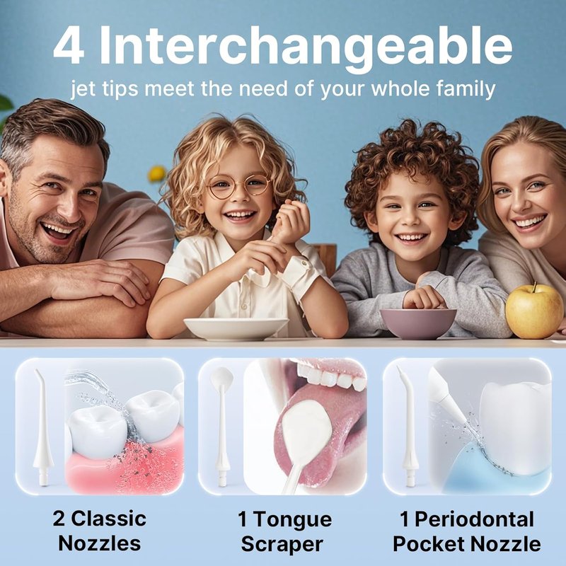 Water Dental Flosser - Portable Cordless Oral Irrigator with 5 Modes, 310 ML Capacity | IPX7 Waterproof, 4 Jet Tips, White