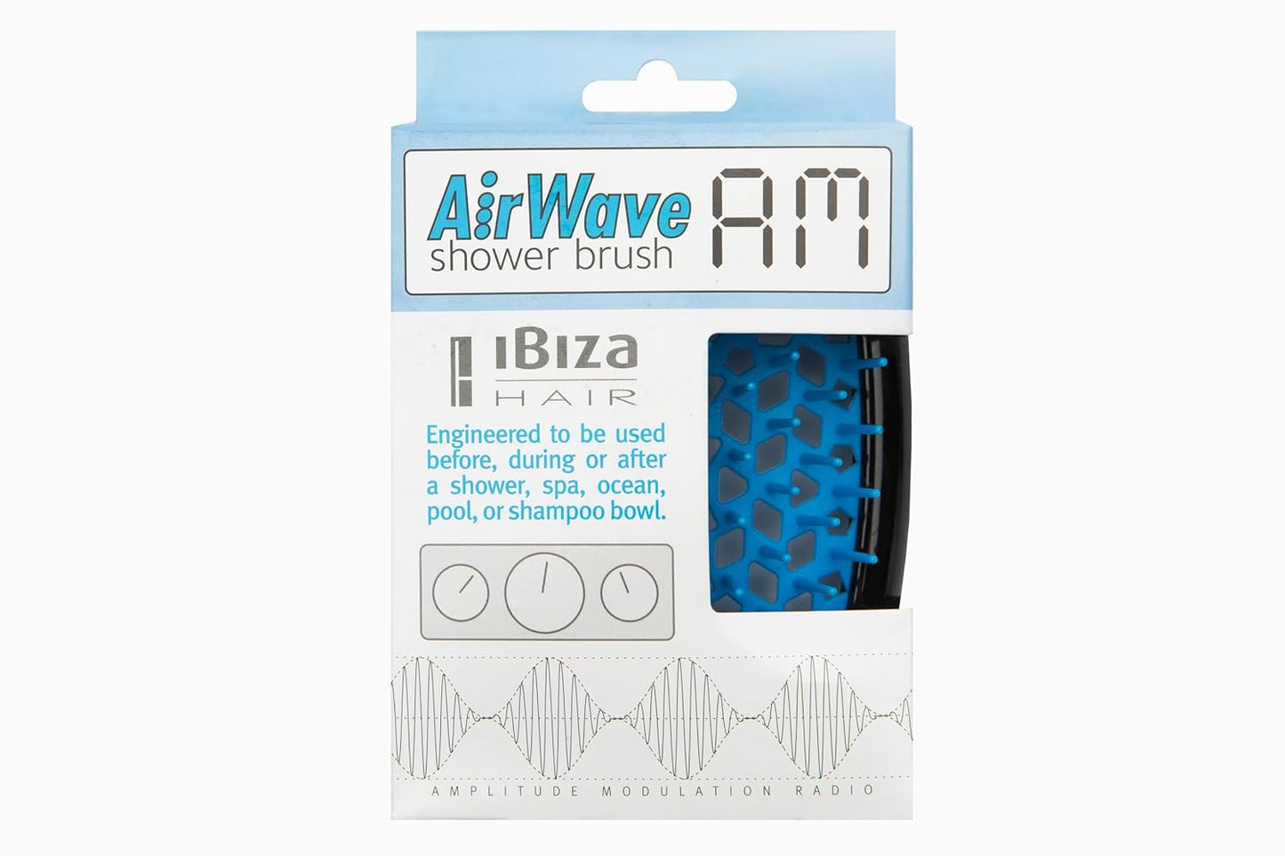 Ibiza Hair AirWave AM Shower Brush - Effortless Hair Detangling | Lightweight, Anti-Static, Heat Resistant | Black