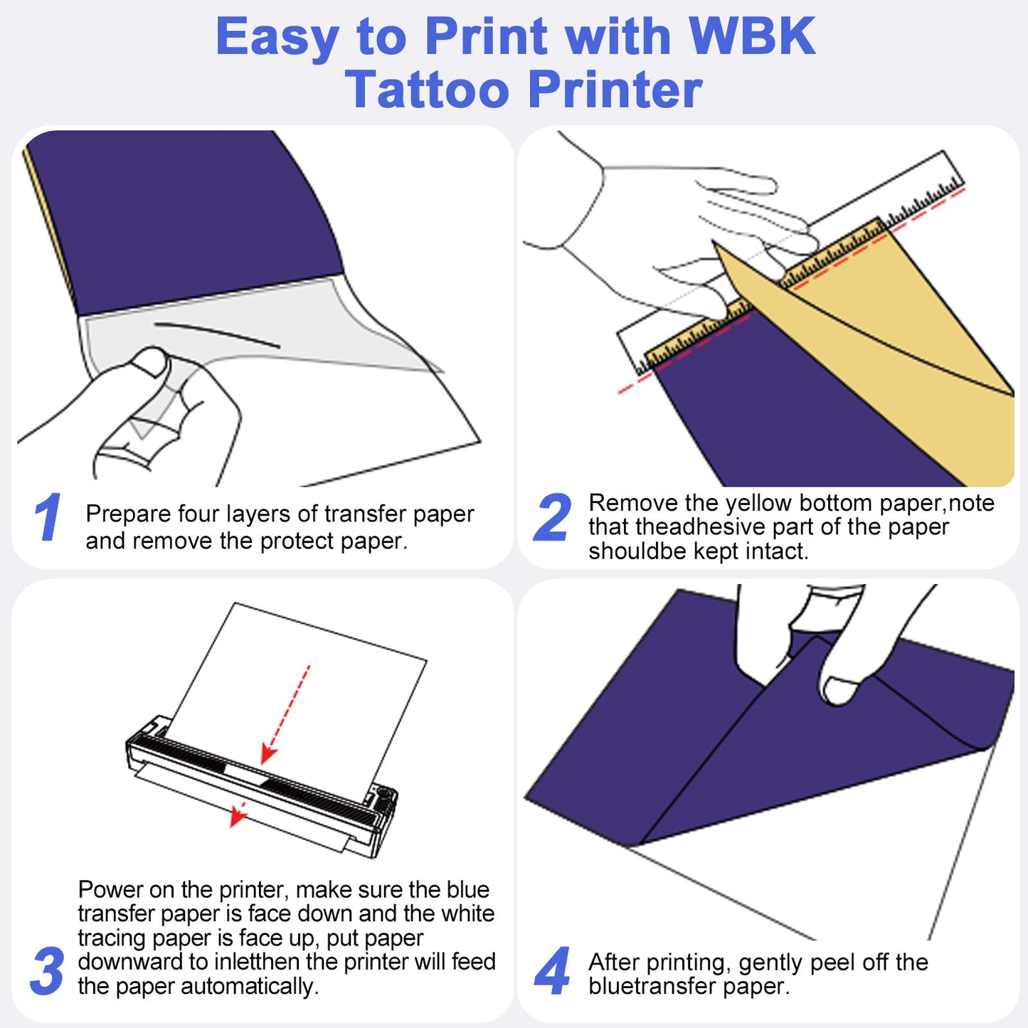 wbk Tattoo Stencil Printer,2026 New Thermal Portable Wireless Bluetooth Inkless Tattoo Printer Machine for Tattoo Beginners&Artists,Compatible with Phone/Pc&Pad