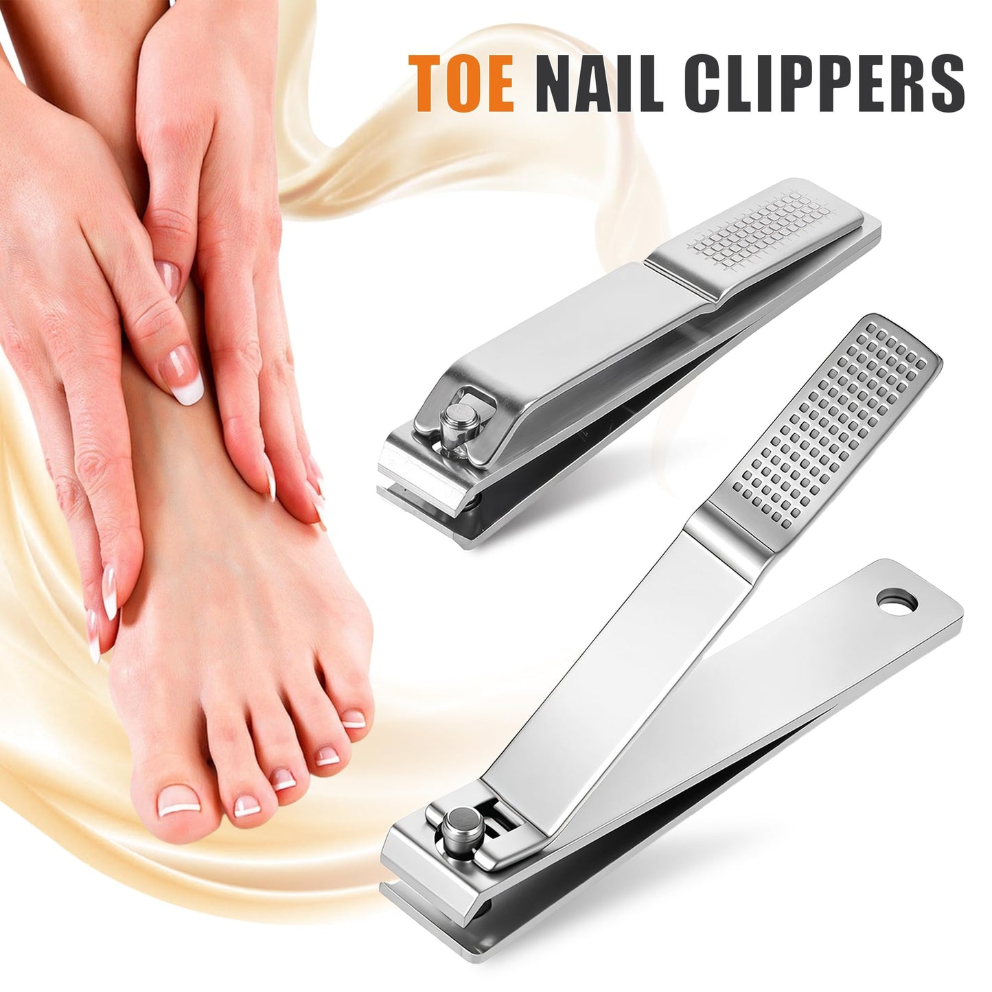 AVERZELLA 6-Pack Toenail Clippers, Straight Edge Large Nail Clippers Bulk Set for Men Women Seniors, 3.15 inch Long Handled for Thick Toenails, Big Stainless Steel Toe Nail Clipper with Anti-Slip Grip