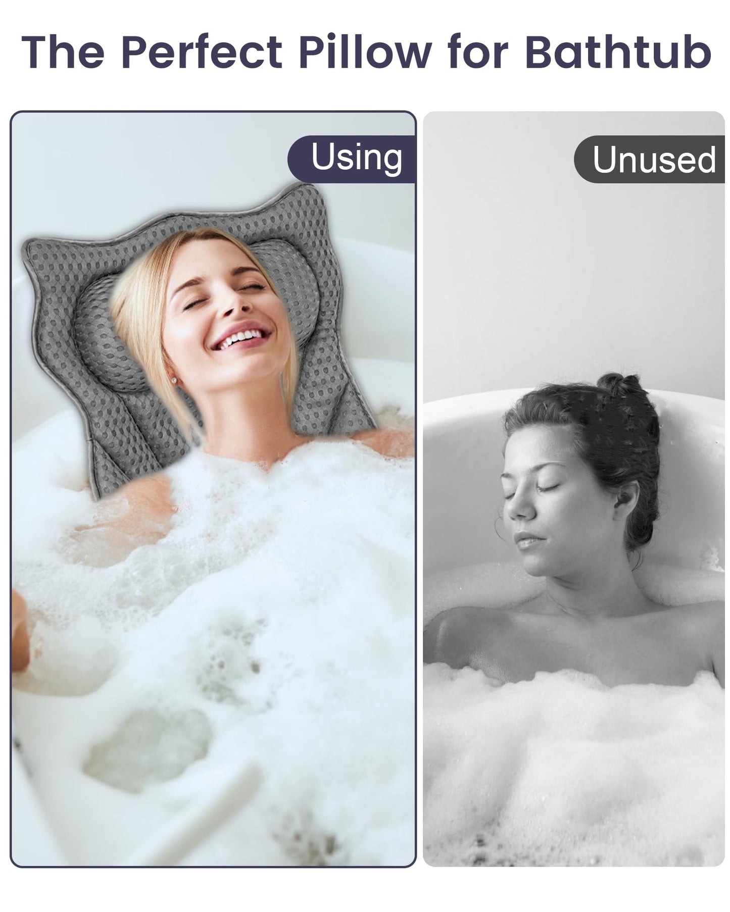 MTDLYICE Bath Pillow, Bath Pillows for Tub Neck and Back Support, Soft 4D Air Mesh Bathtub Pillow 16.5 x 17.3 INCH, with 6 Powerful Suction Cups, Bath Accessories Relaxing Gifts for Women (Lake Blue)