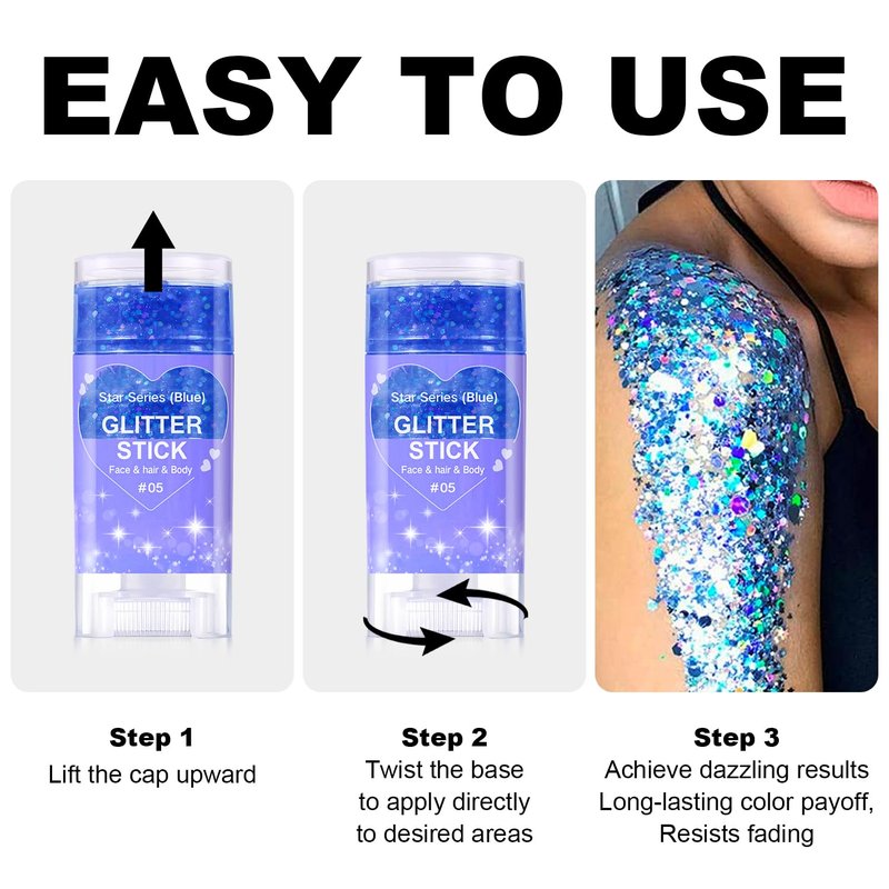Biodegradable Holographic Body Glitter Gel, Cosmetic-Grade, Long-Lasting Glitter for Face,Body and Hair, Perfect for Festivals and Parties