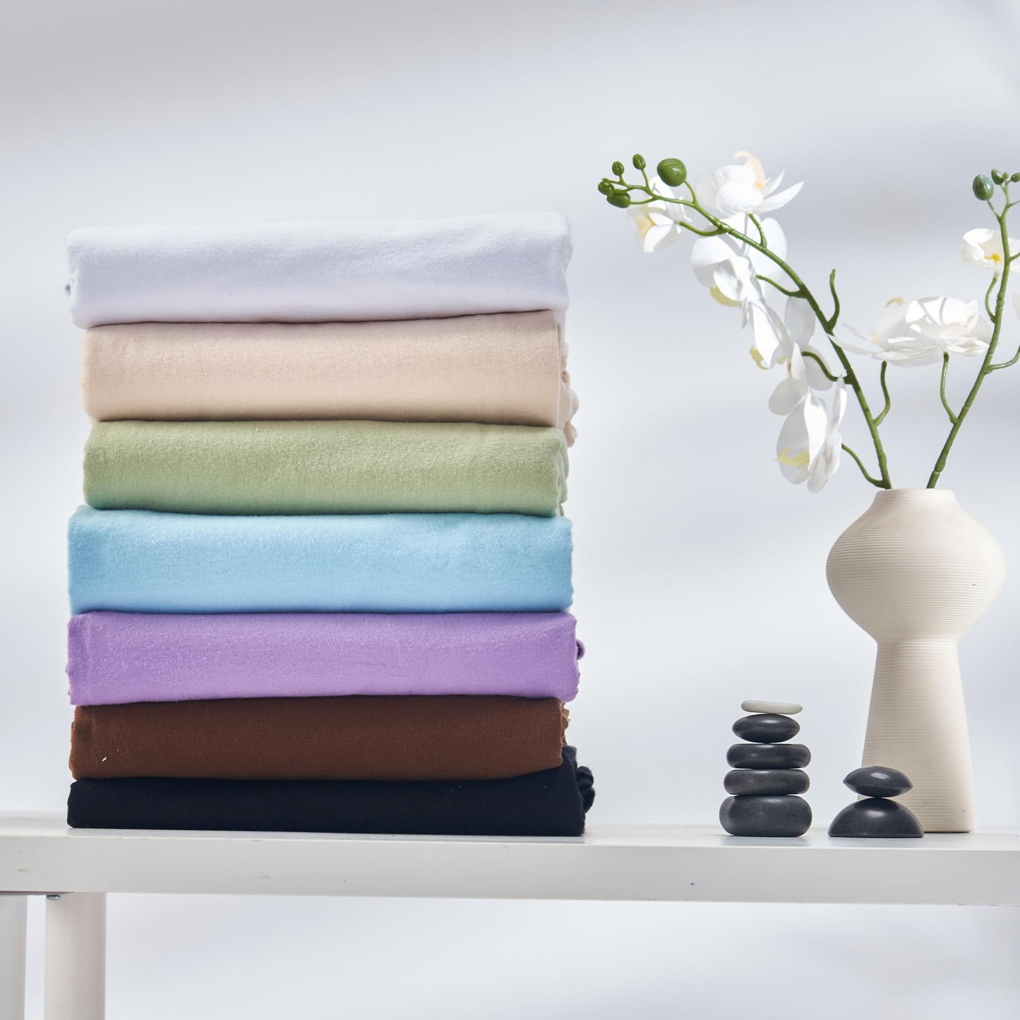 Master Massage Cotton Flannel Sheets Set (3 Piece Set) Massage Table Cover Set, Beauty Salon SPA Bed Replacement Cover, Includes Table Cover, Face Cushion Cover, Table Sheet, Pure White