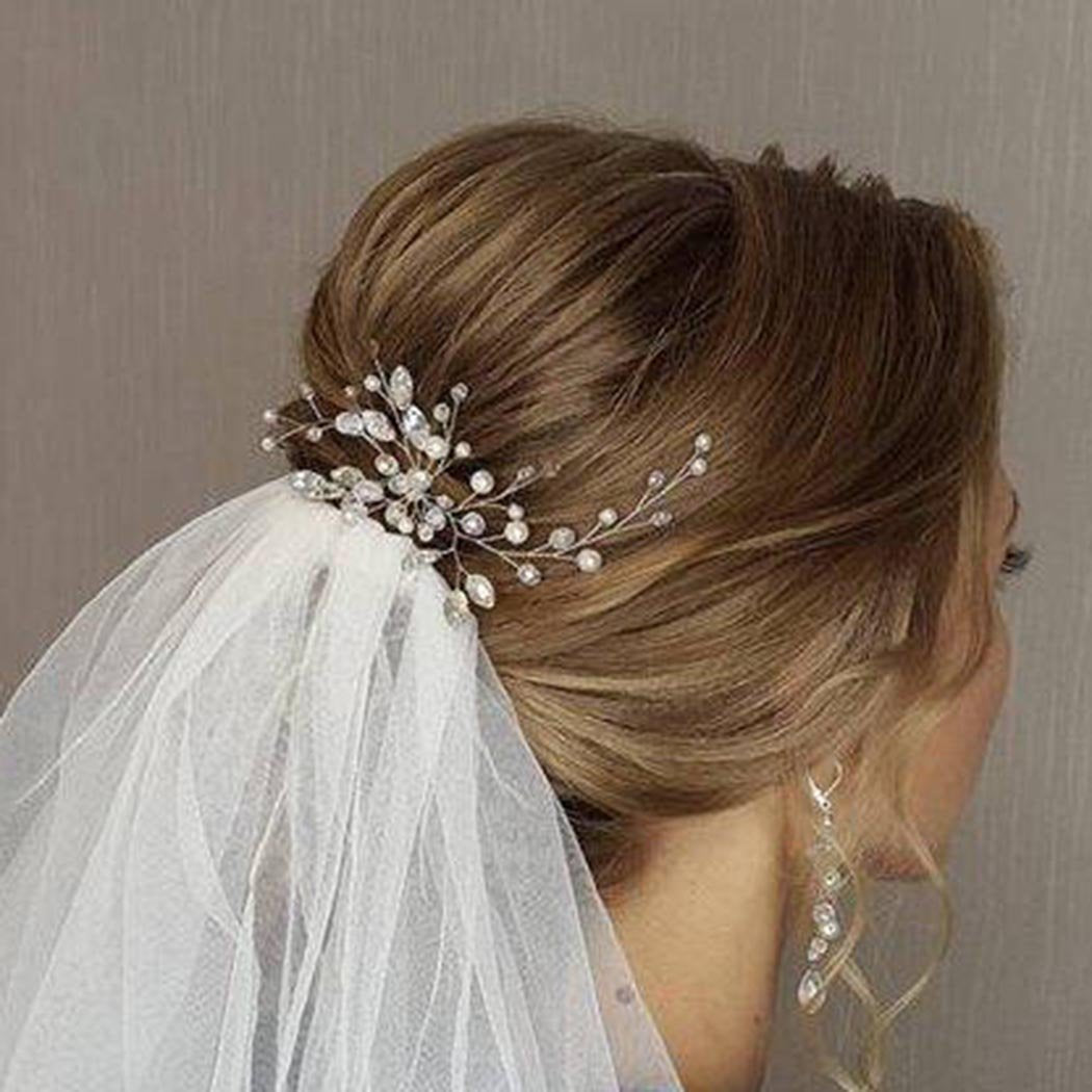 Zoestar Wedding Hair Pins Crystal Bridal Headpiece Pearl Hair Accessory for Bride and Bridesmaids (Silver)