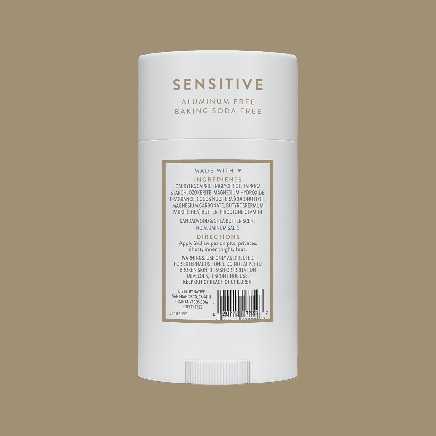 Sandalwood & Shea Butter Deodorant - Sensitive Skin Formula | Whole Body | 2.4 oz