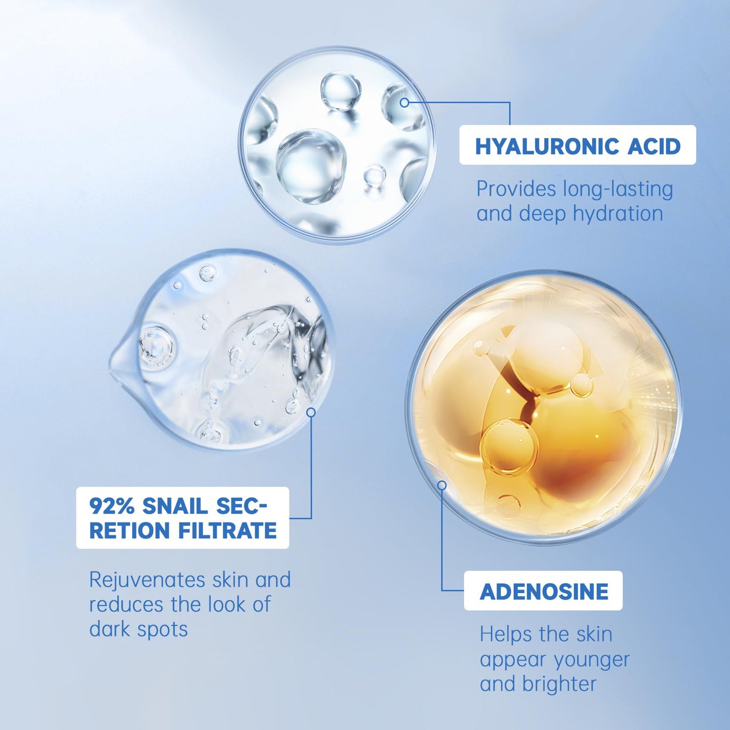 VGO 3 Pack 92% Snail Mucin Moisturizer, Anti Aging, Skin Repair & Hydrating Face Cream with Ceramide & Vitamin E