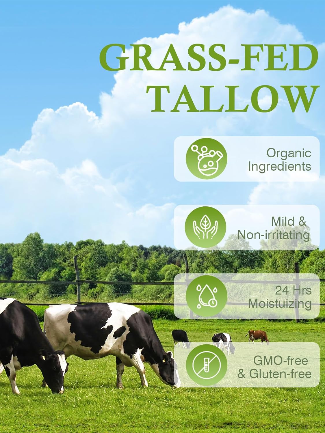 Beef Tallow Moisturizer - Nourishing Whipped Tallow Cream | Unscented, 2-Pack for Skin Care