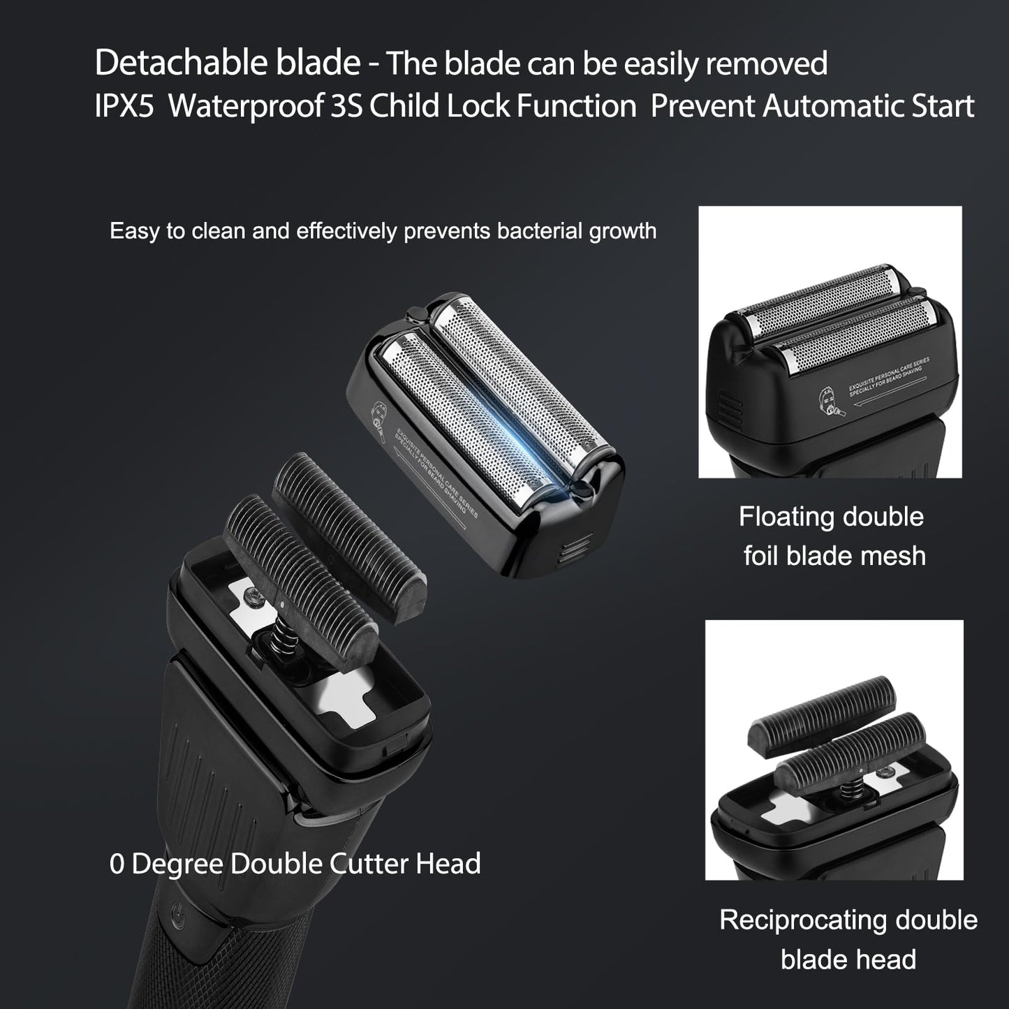 Professional Hair Clippers for Men - Cordless Beard Trimmer Electric Razor Foil Shavers, Barber Clippers Hair Trimmer Rechargeable Hair Grooming Kit, LCD Display, Gifts for Men (Black)