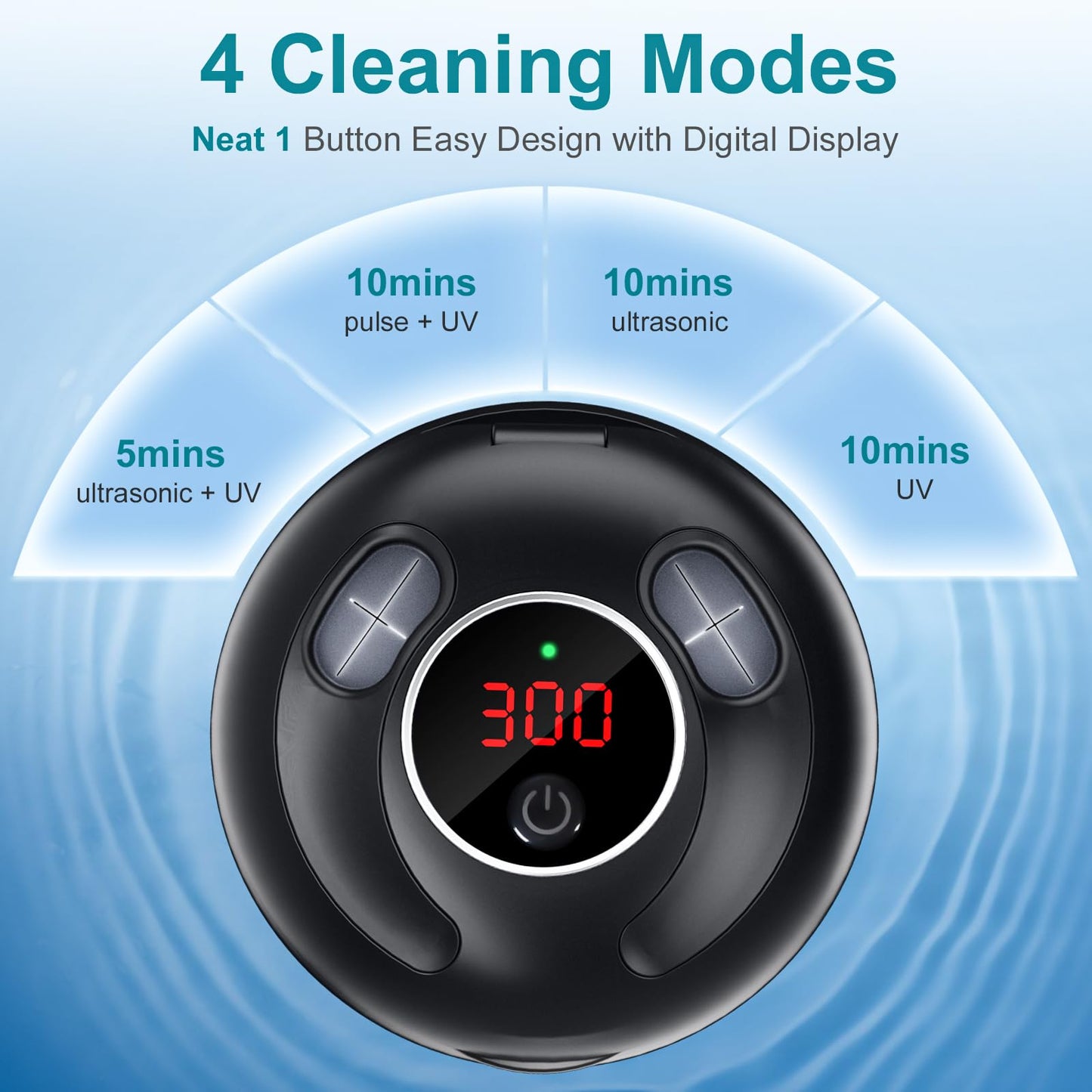 Hossili Ultrasonic Retainer Cleaner Machine, 200ML Ultrasonic Cleaning Pod with 4 Modes, Digital Timer for Denture Cleaner, Aligners, Mouth Guards, Braces, Jewelry & Toothbrush Heads