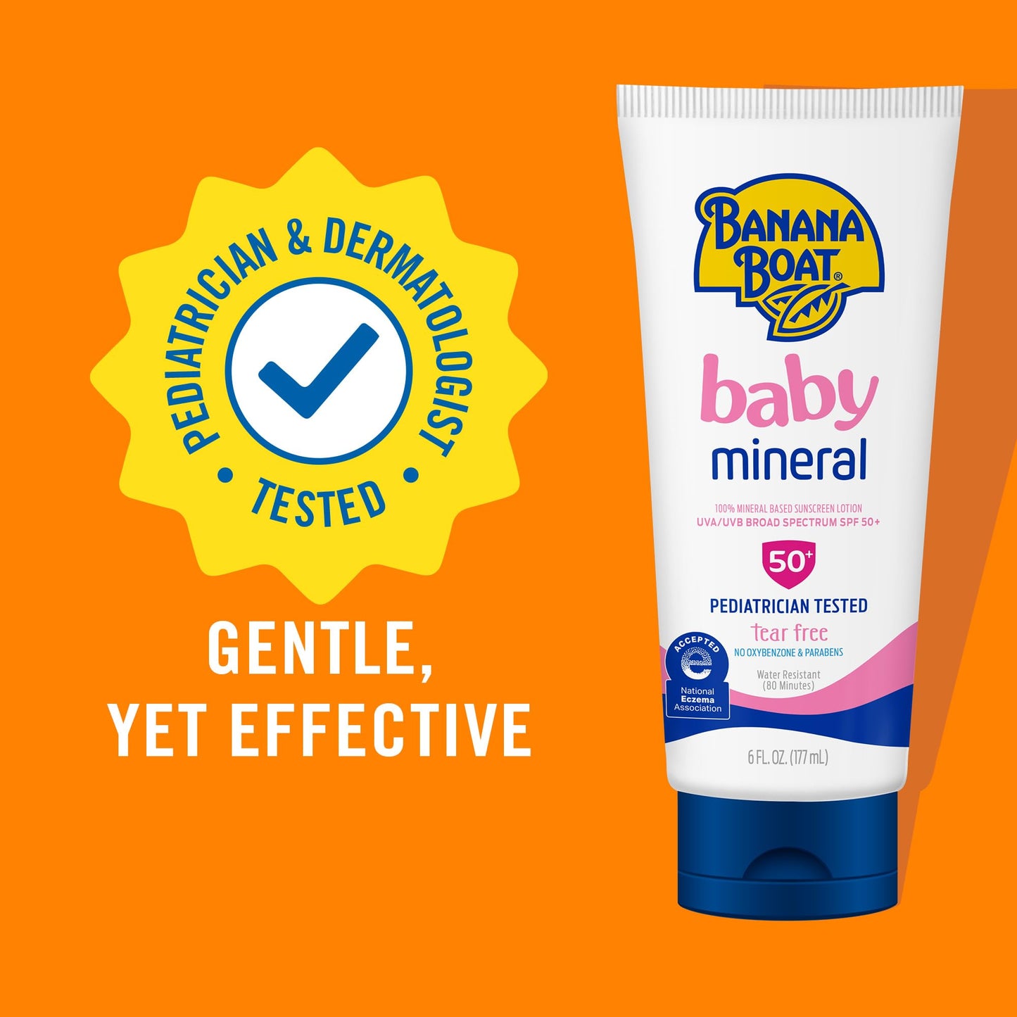 Banana Boat 100% Mineral Baby Sunscreen Lotion SPF 50 Twin Pack | SPF 50 Sunscreen for Babies, Baby Sunblock Lotion, Oxybenzone Free, 6oz each