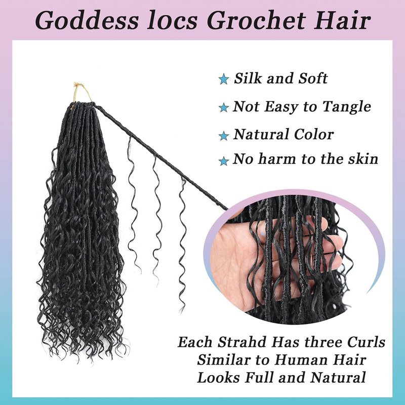 Goddess Locs Crochet Hair - 30 Inch Pre-Looped Bohemian Style with Curly Ends | Perfect for Black Women