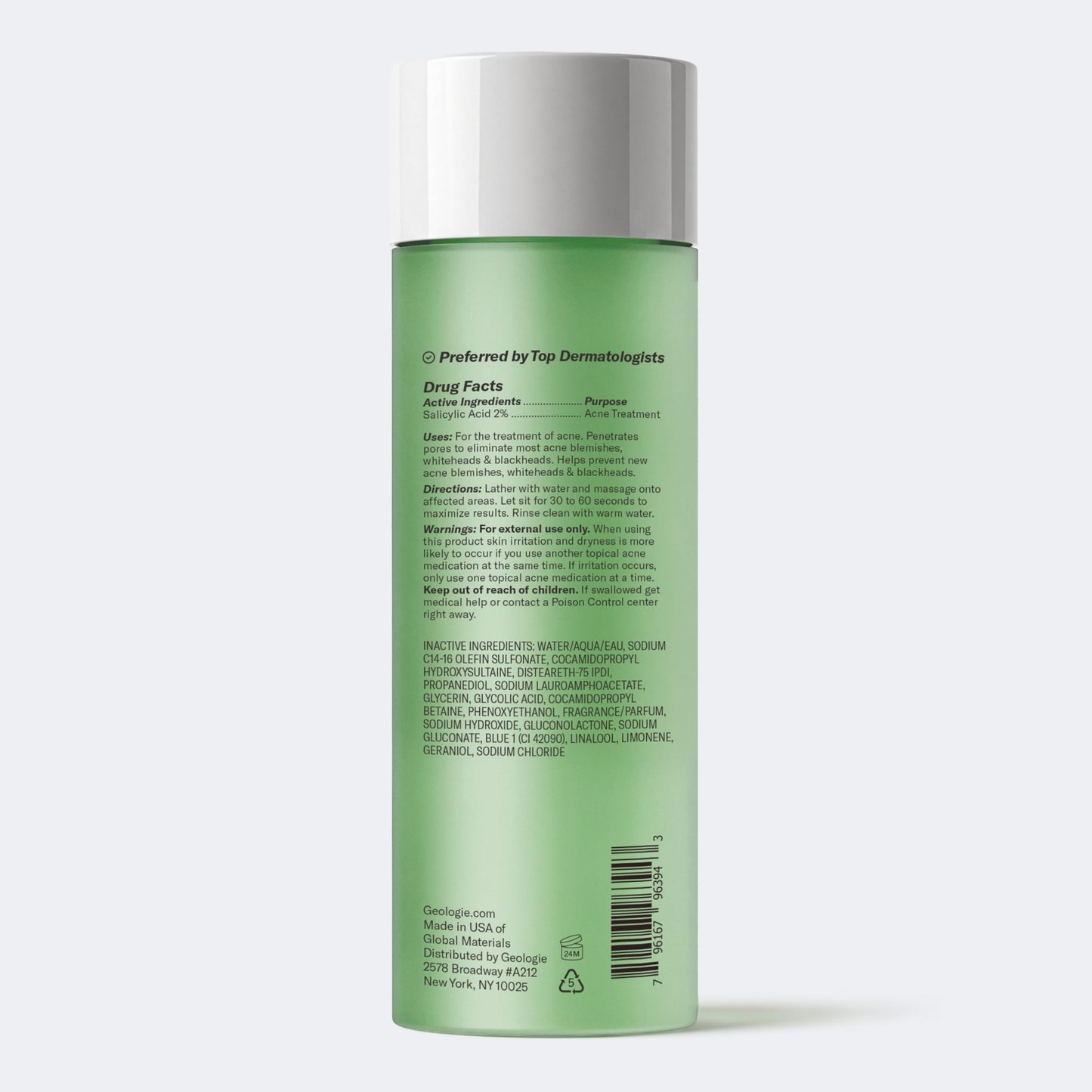 Geologie Acne Control Body Wash | Fresh Eucalyptus | 2% Salicylic Acid + 1.5% Glycolic Acid | Clears Body Acne & Prevents Breakouts | For Men & Women | No Benzoyl Peroxide | 8.4 oz
