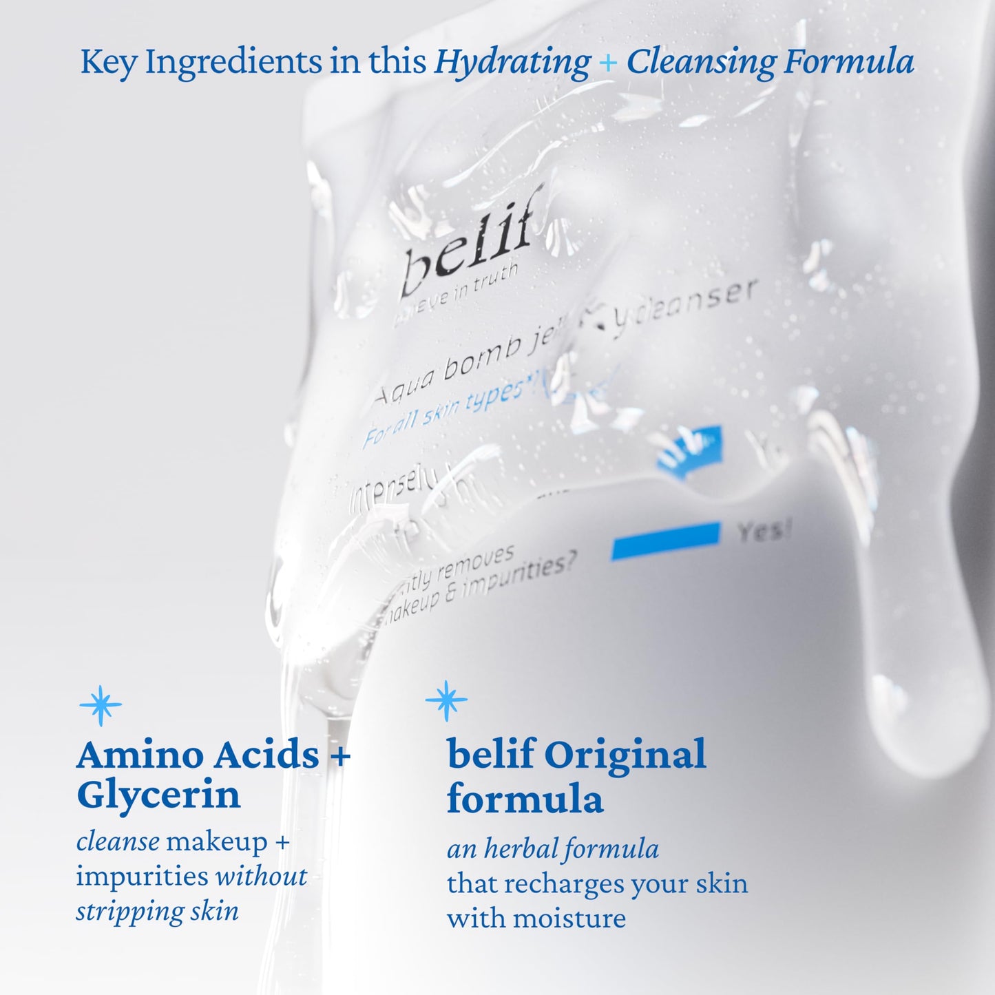 belif Jelly Hydrating Deep Cleanser – Low pH Mild Gel-to-Foam Face Wash for Daily Deep Pore Cleansing, Hydrating and Refreshing for All Skin, Korean Skincare, (5.4 fl.oz., New Formula)