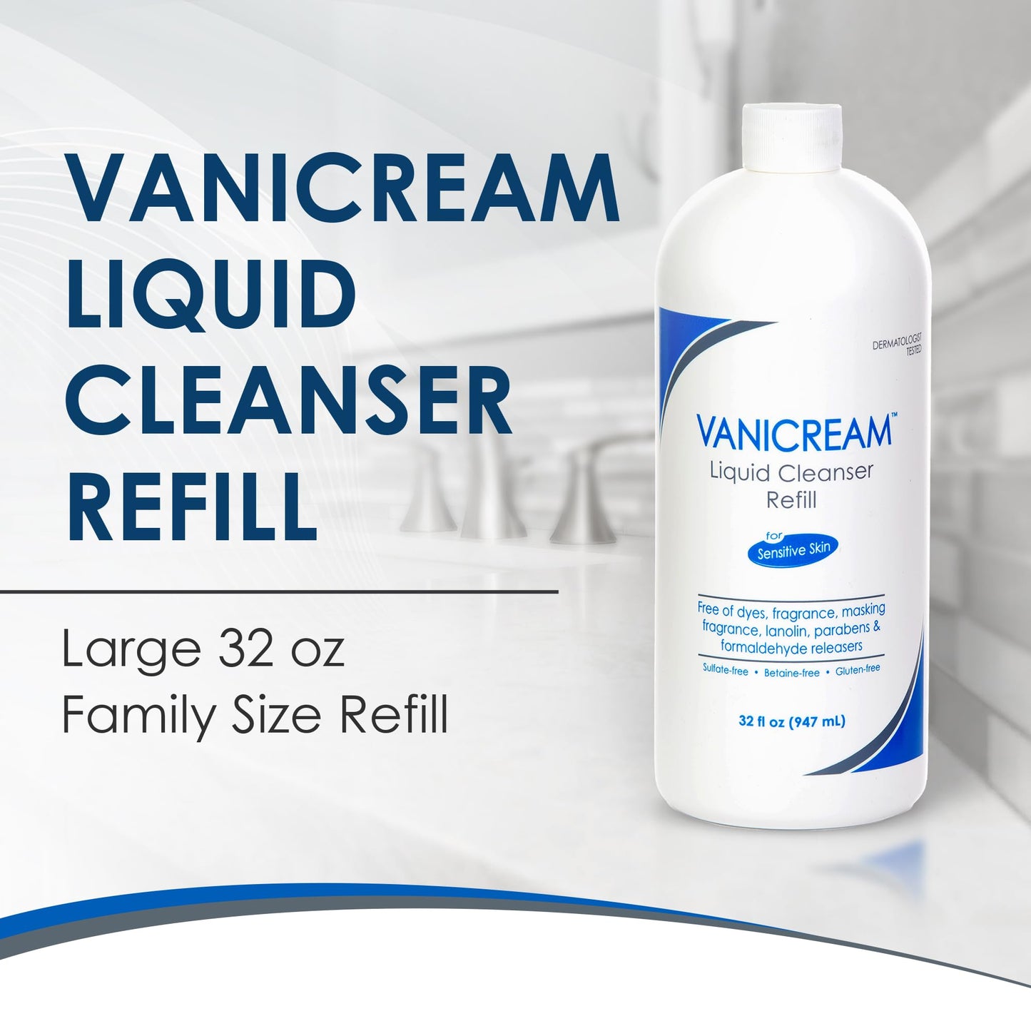 Vanicream Liquid Cleanser Refill, for Sensitive Skin, 32 FL OZ Bottle