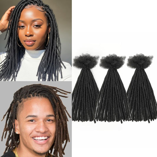10 inch 30 Strands 0.4cm Thickness 100% Twist Real Human Hair Dreadlock Extensions for Man/Women/Kids DIY Permanent loc Extensions Handmade Can Be Dyed Bleached Curled