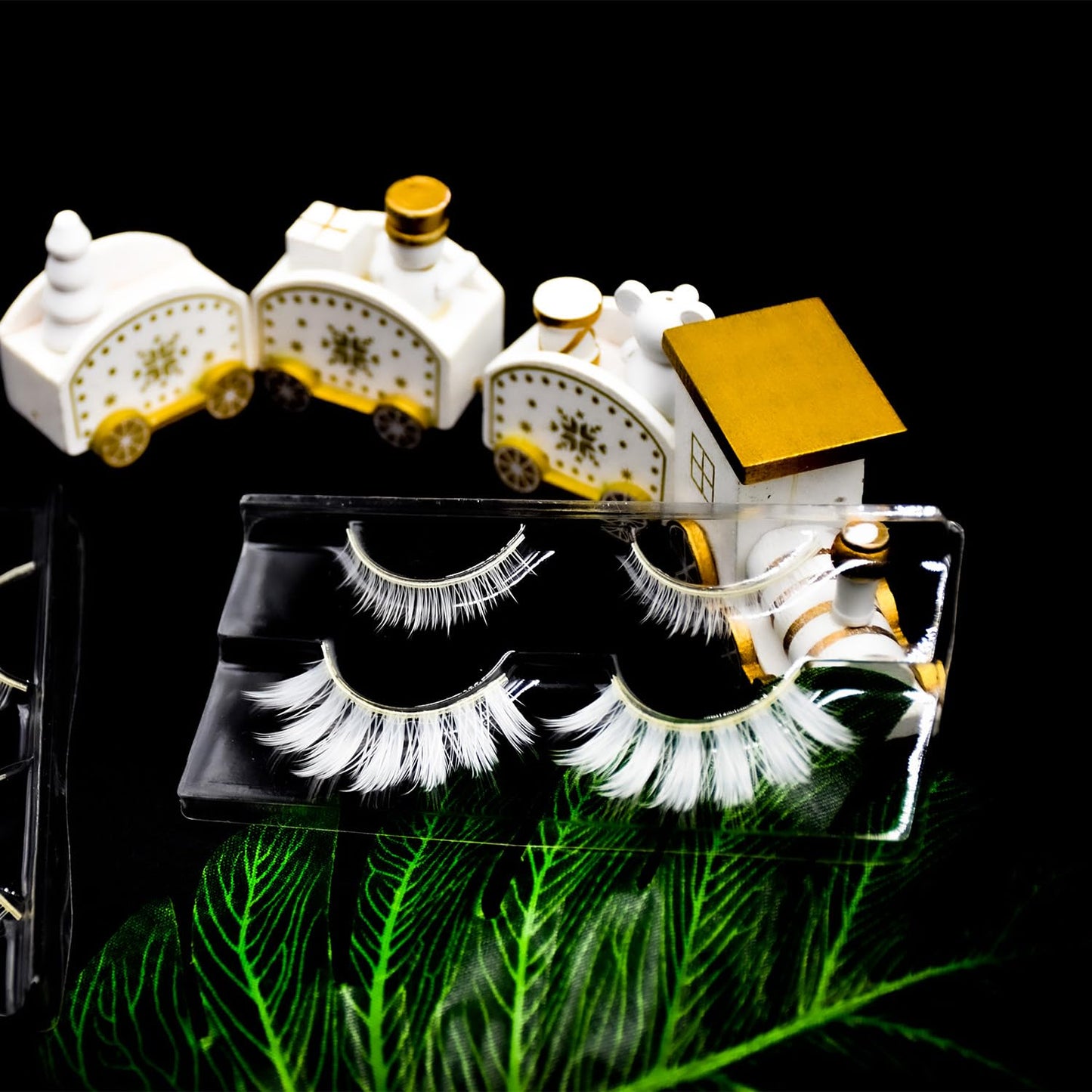 AUGENLI Halloween White False Lashes Upper & Bottom Extension Tools Japanese Anime Cosplay Natural Makeup Looking Masquerade Party Eye Lashes (01A)
