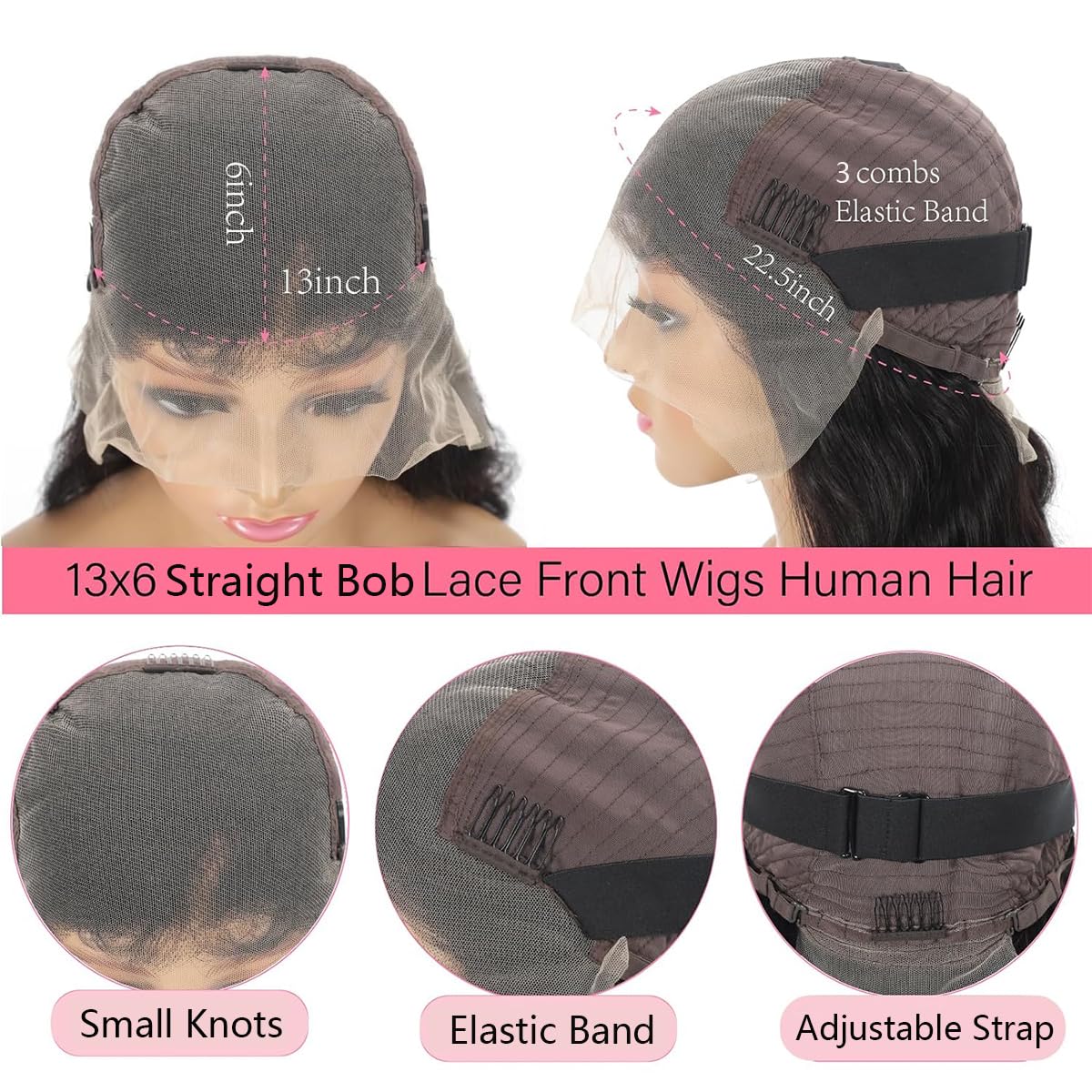 Bob Wig Human Hair 13x6 Frontal Lace Wig Transparent Lace Front Wigs Human Hair Straight Short Human Hair Wigs for Black Women Glueless Wigs Pre Plucked (Natural Color 13x6 Straight Bob, 10 Inch)