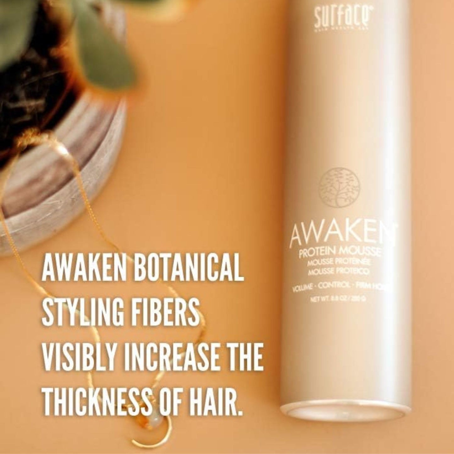 Surface Hair - Awaken Mousse: Color Safe, Volumizing, Firm Hold Hair Mousse to Thicken Hair, Sulfate-Free, Paraben-Free, 8.8 oz