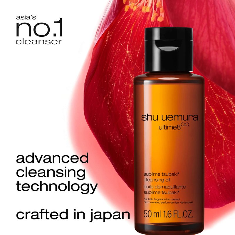 shu uemura Ultime8 Sublime Tsubaki Cleansing Oil, Gentle Makeup Remover and Facial Cleanser for All Skin Types, 1.7 Fl. Oz.