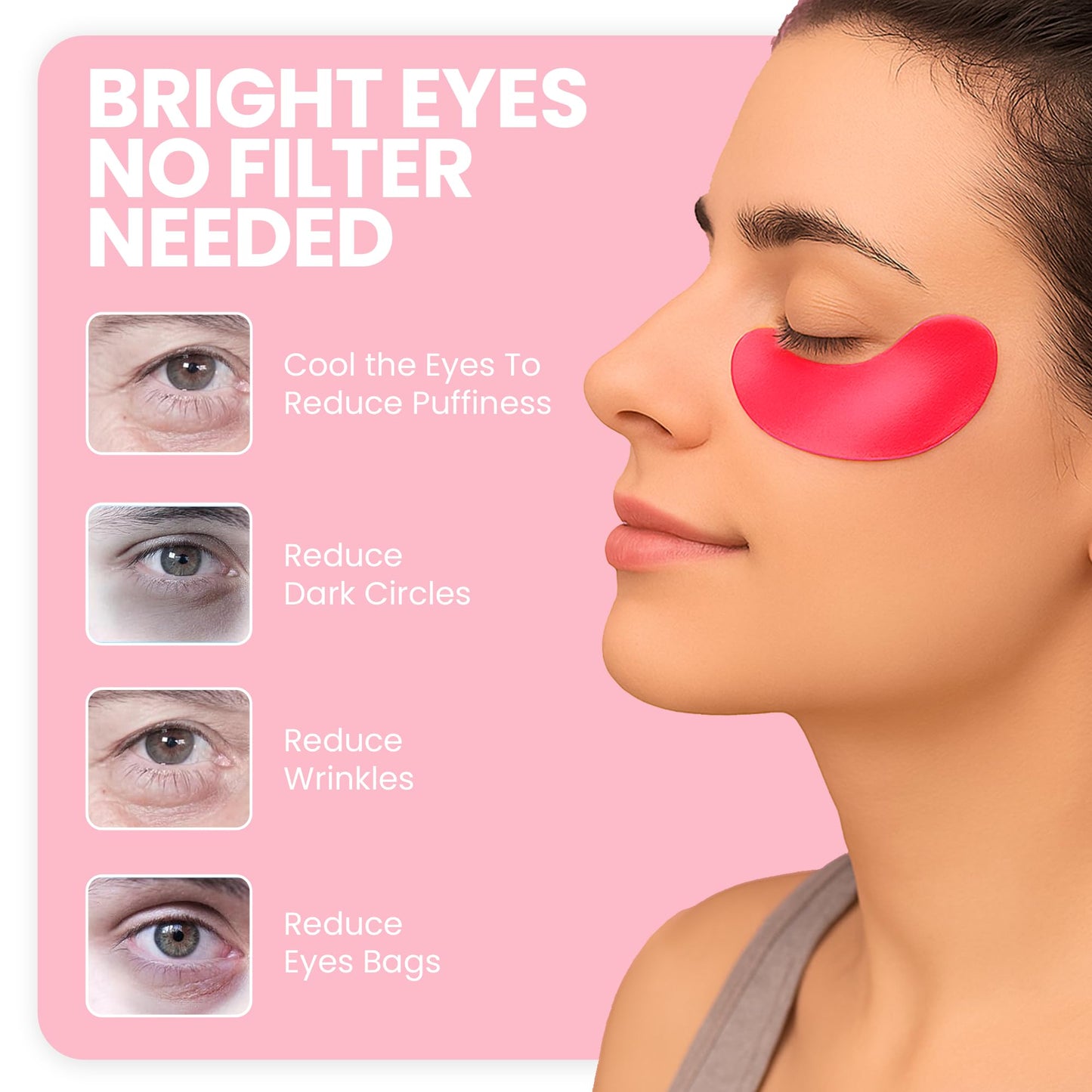 Briteglo Under Eye Patches – Hydrating Gel Mask for Dark Circles, Puffiness & Fine Lines | Hyaluronic Acid, Collagen, Centella & Vitamin E | 28 Pairs – Pack of 1