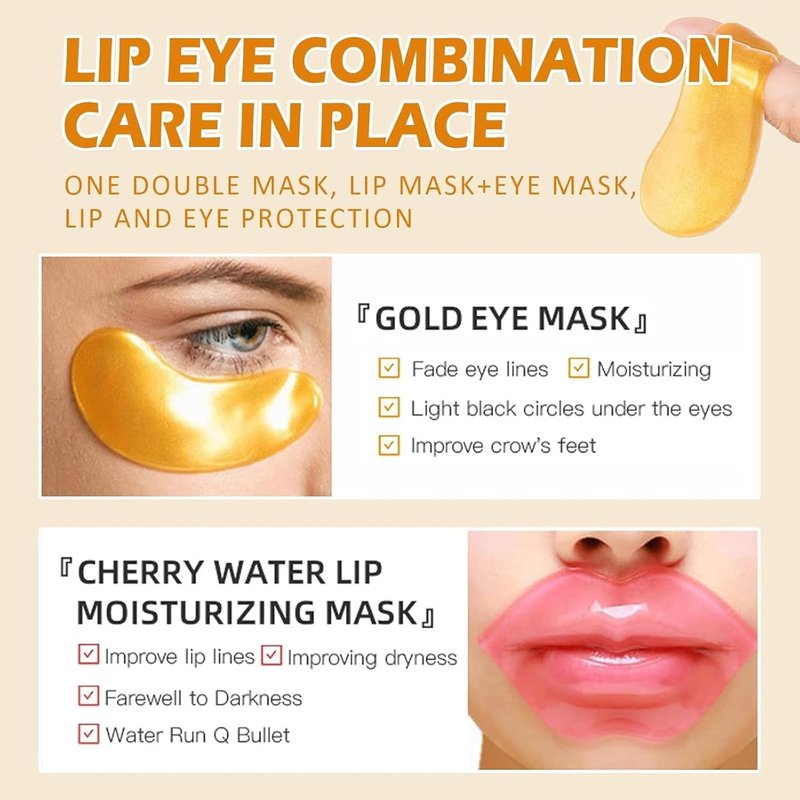 Lip Mask & Eye Mask Set - 30 Pairs Under Eye Patches for Puffy Eyes | Perfect Gift for Women, Teachers & Parties