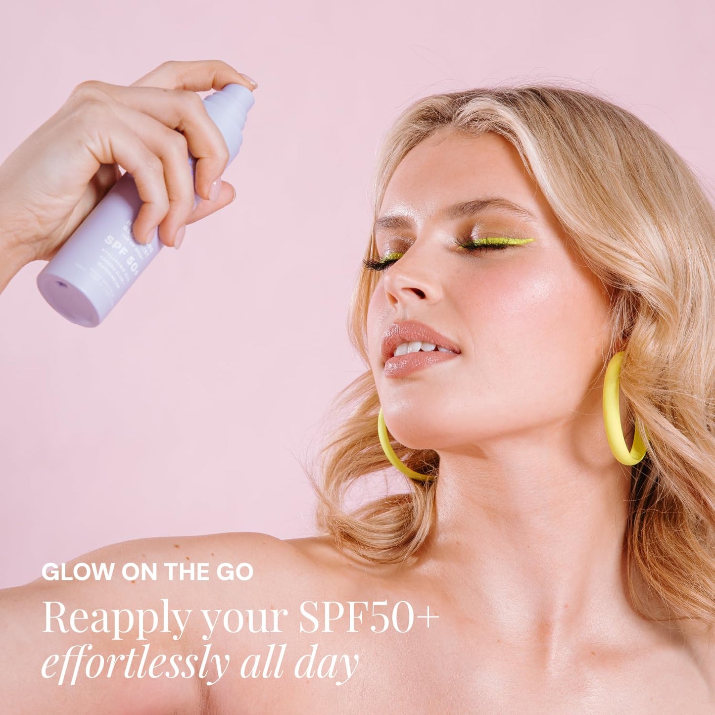 Naked Sundays SPF 50 Hydrating Glow Face Mist, Sunscreen Setting Spray & SPF Mist for Face, Makeup Setting Spray with Hyaluronic Acid, Lightweight, Non-Greasy Hydration, 75ml