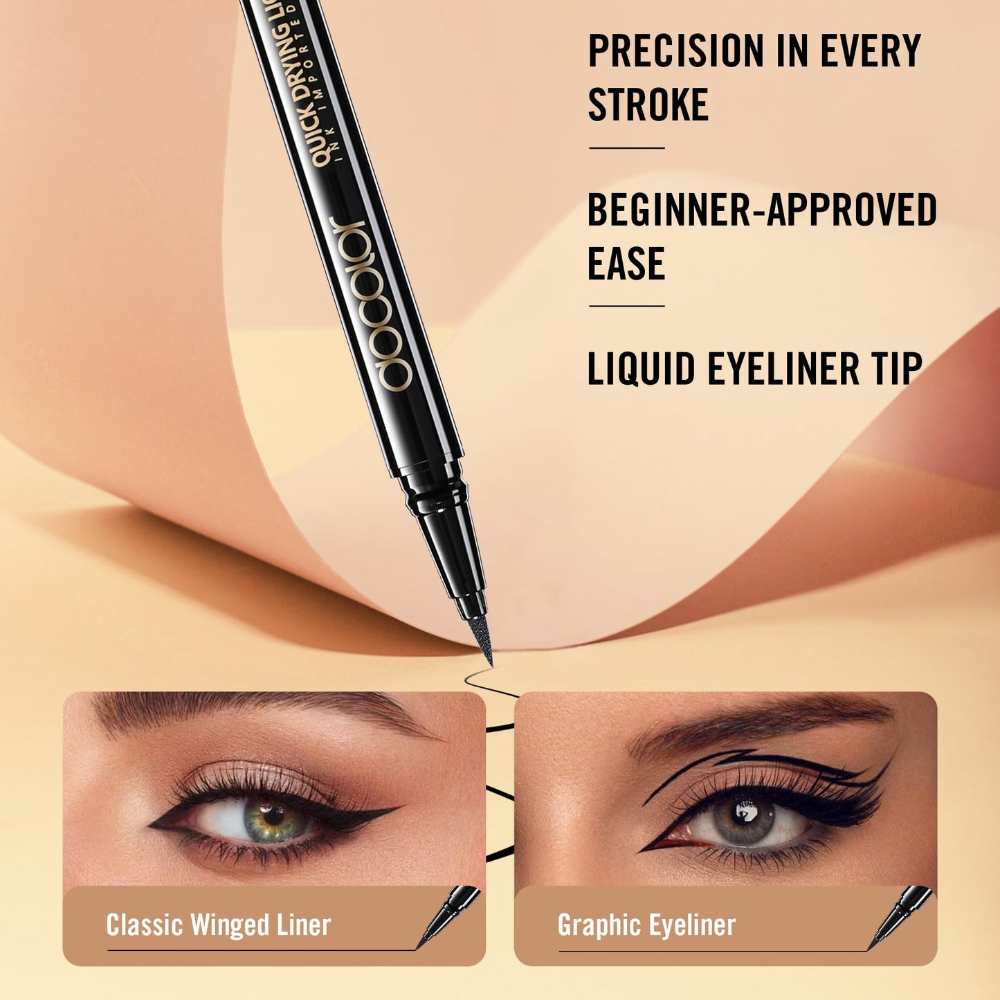 docolor Eyeliner, 2PCS Black Liquid Eyeliner Waterproof Eye Liner Pen Super Slim Precise All Day Black Eye Pencils Professional Makeup Liquid Eye Liner Pencil for Women