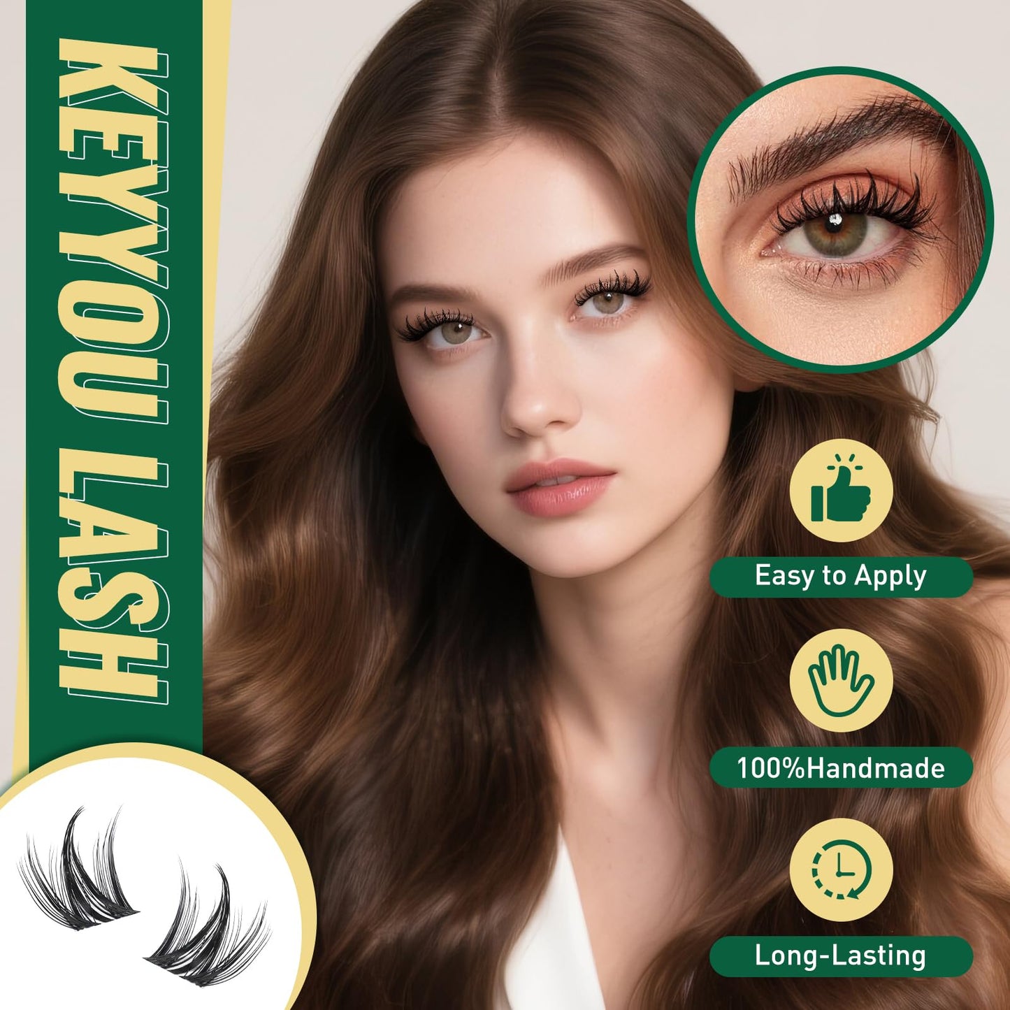 KEYYOULASH Lash Clusters Kit Natural 120pcs 8-18MIX Lash Extension Kit with Spiky Lash Clusters D Curl with Bond and Seal,Remover,Applicators for DIY Manga Eyelash Clusters at Home (KY07 Kit)