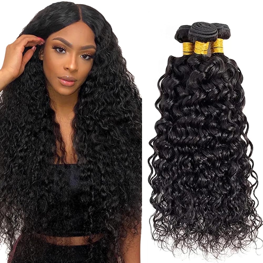 Water Wave Bundles - Natural Black Brazilian Virgin Hair | 12, 14, 16 Inch Wet & Wavy