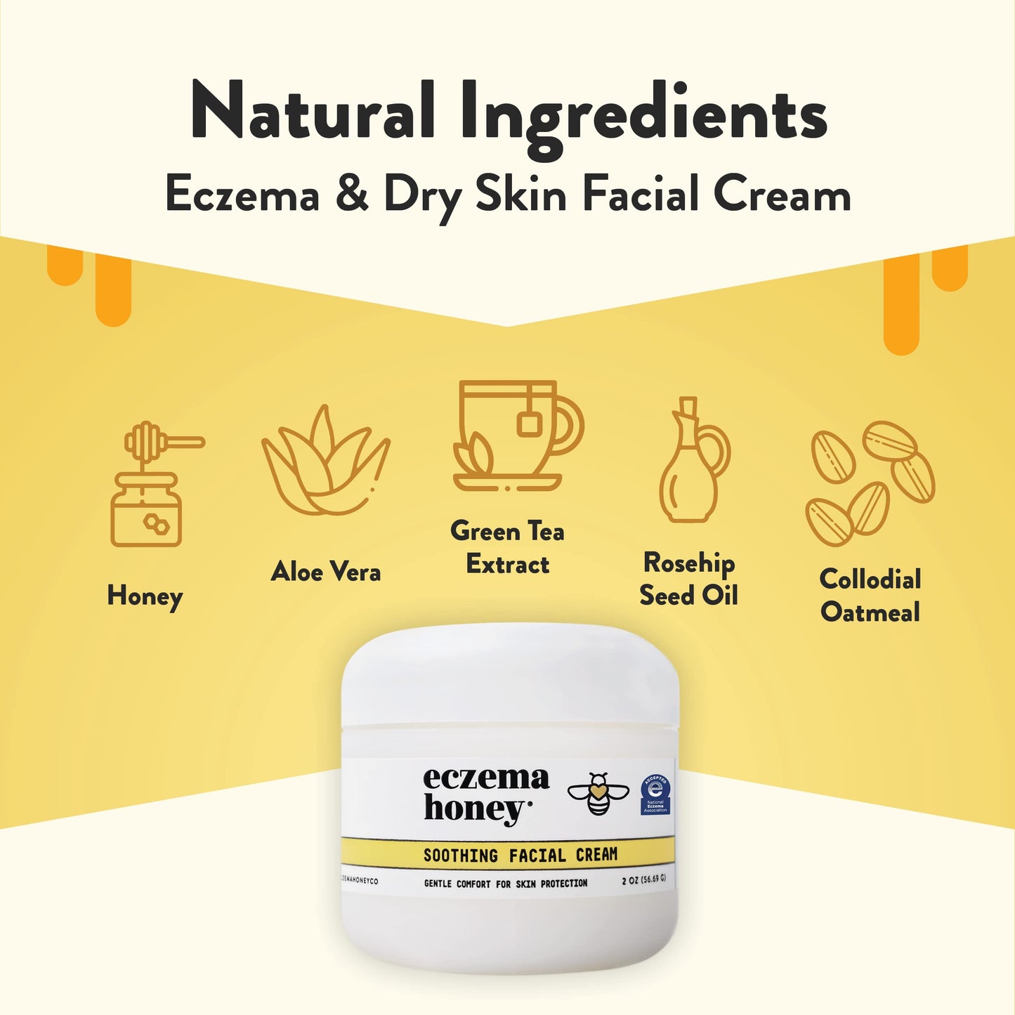 ECZEMA HONEY Oatmeal Facial Cleanser - Soothing Facial Cream - Bundle for Sensitive & Dry Skin - Cruelty Free