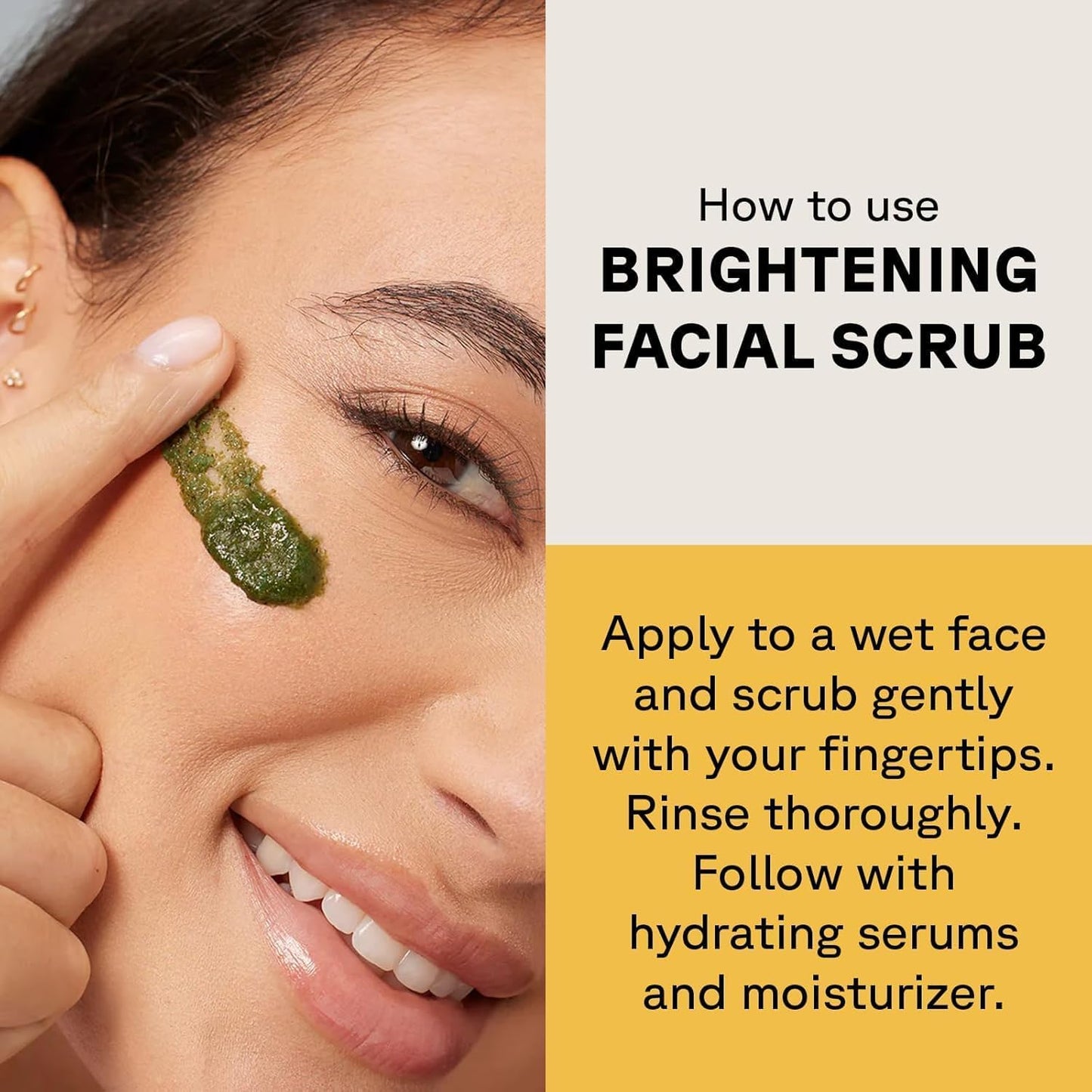 Acure Brightening Facial Scrub - Gentle Exfoliating Face Wash with Sea Kelp & French Green Clay | 4 fl oz